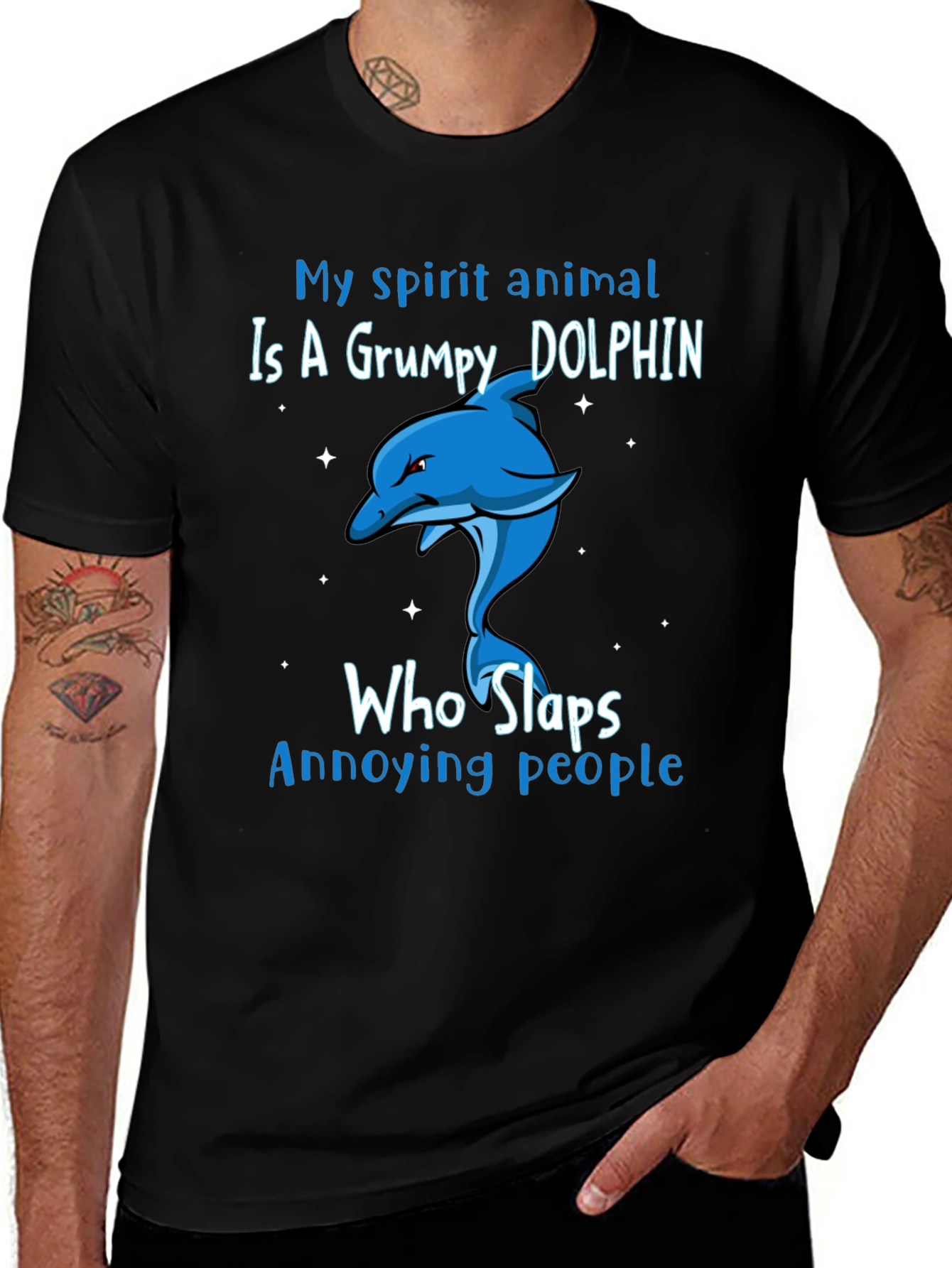 Grumpy Dolphin Slap T-Shirt - Spirit Animal Tee
