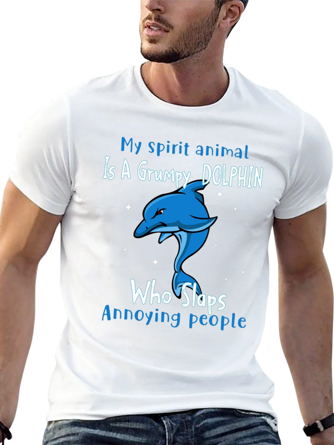 Grumpy Dolphin Slap T-Shirt - Spirit Animal Tee