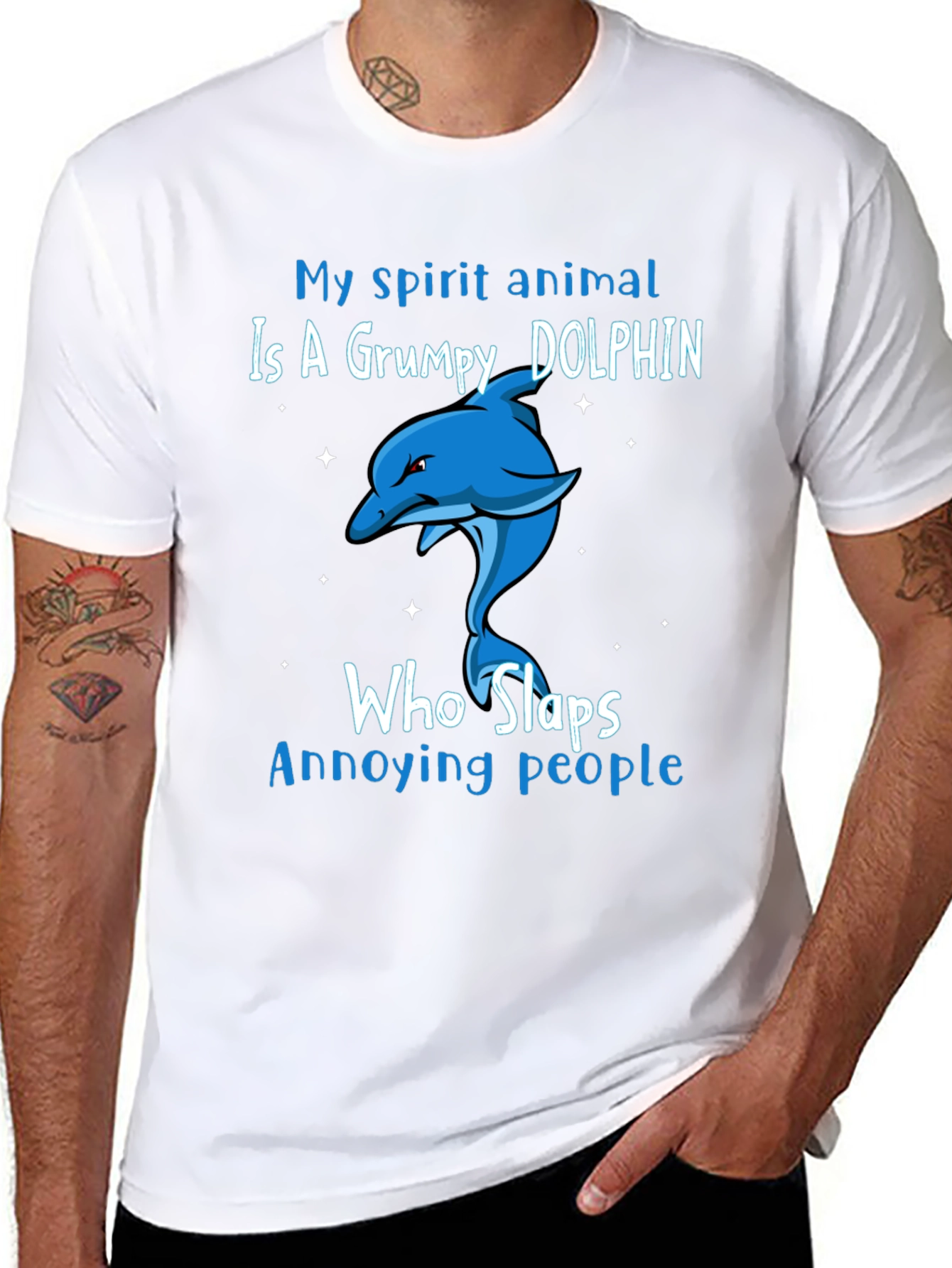 Grumpy Dolphin Slap T-Shirt - Spirit Animal Tee