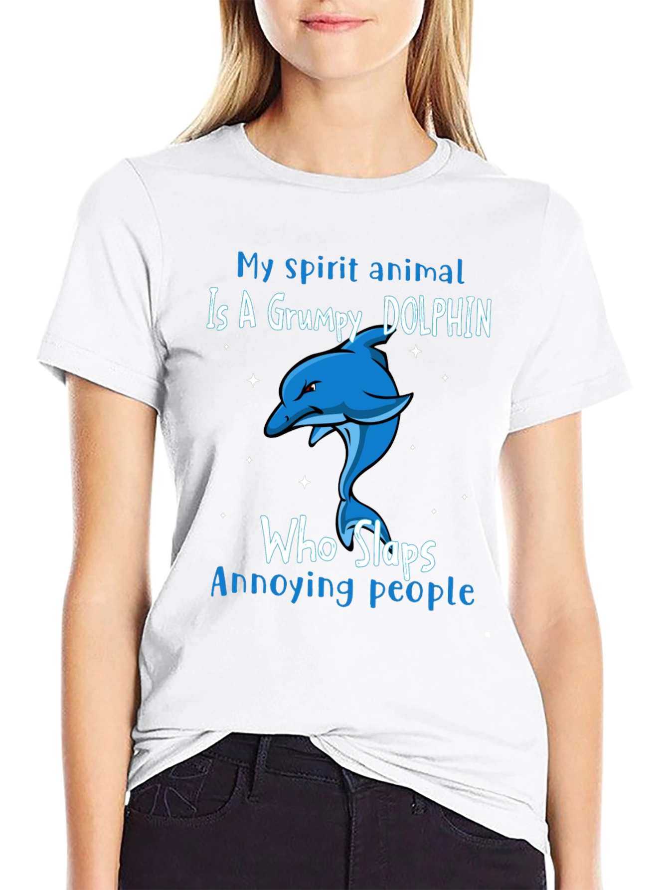 Grumpy Dolphin Slap T-Shirt - Spirit Animal Tee