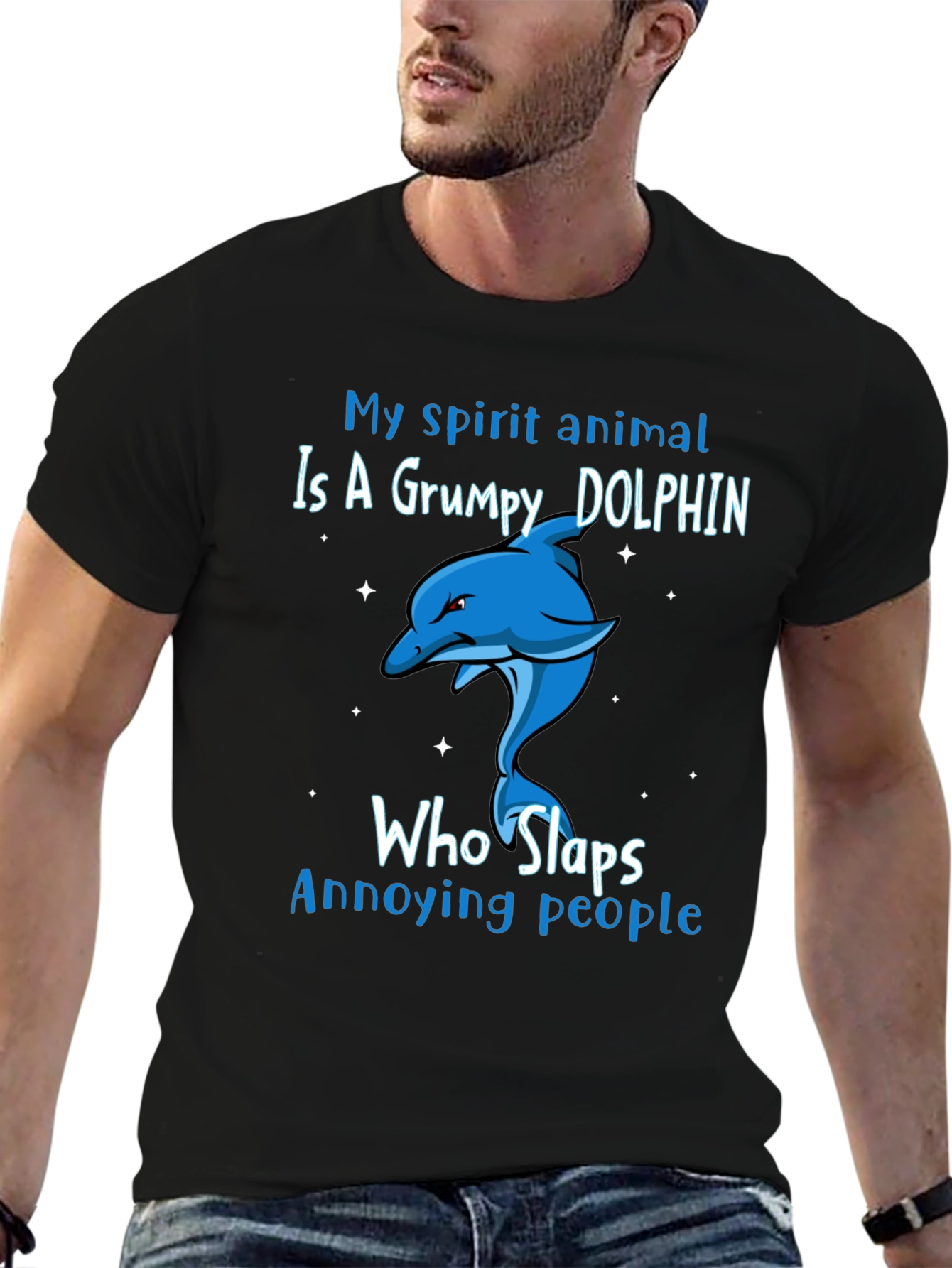 Grumpy Dolphin Slap T-Shirt - Spirit Animal Tee