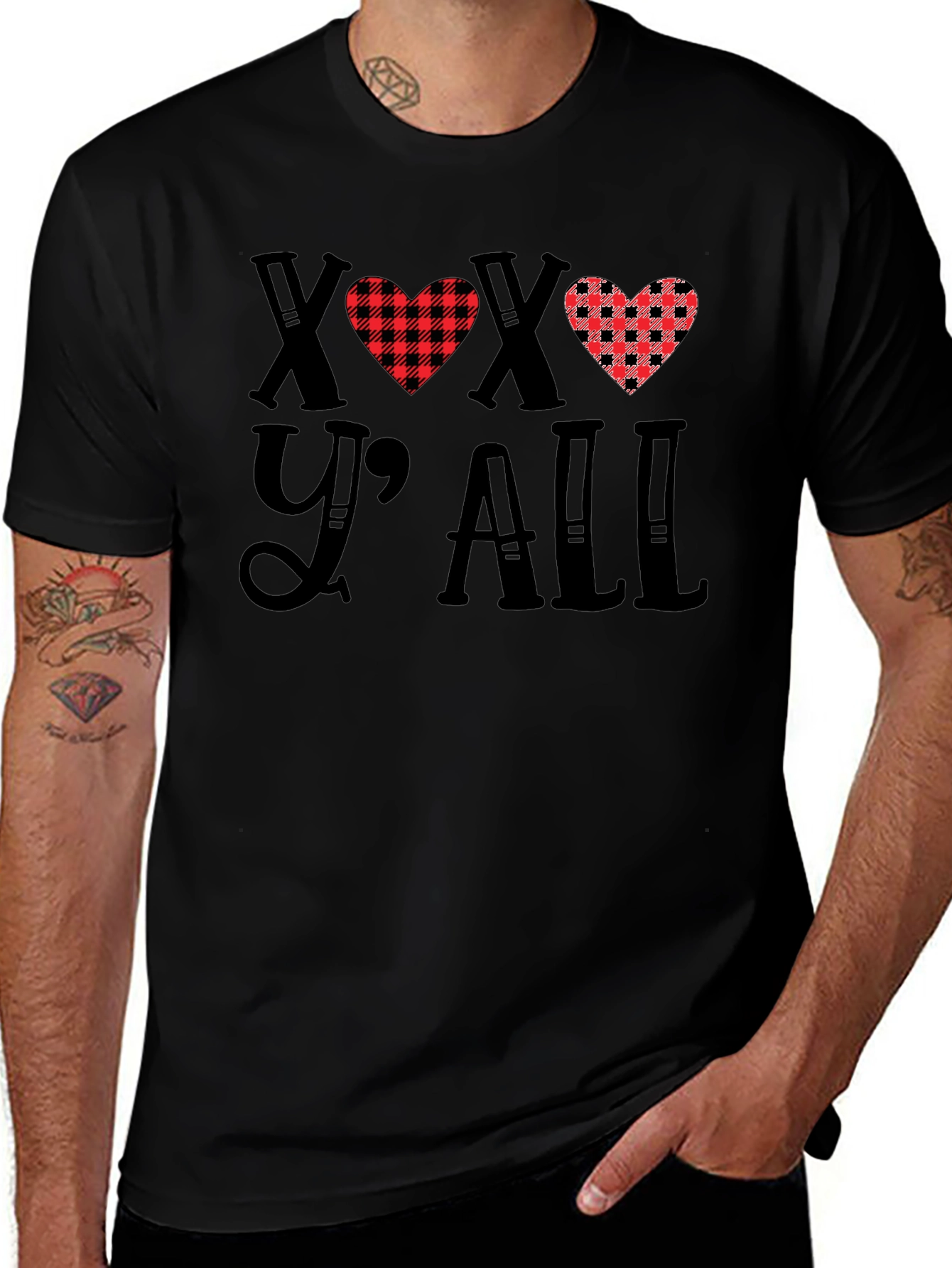 XOXO Yall Buffalo Plaid Heart T-Shirt