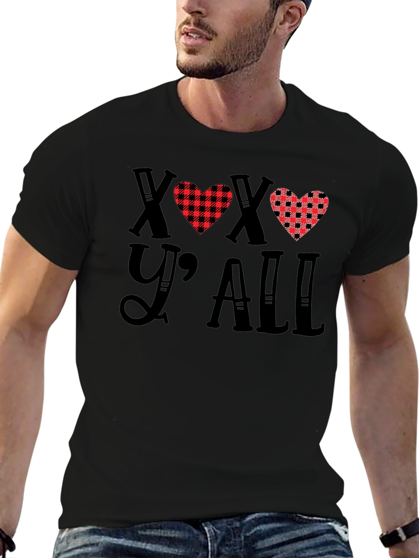 XOXO Yall Buffalo Plaid Heart T-Shirt