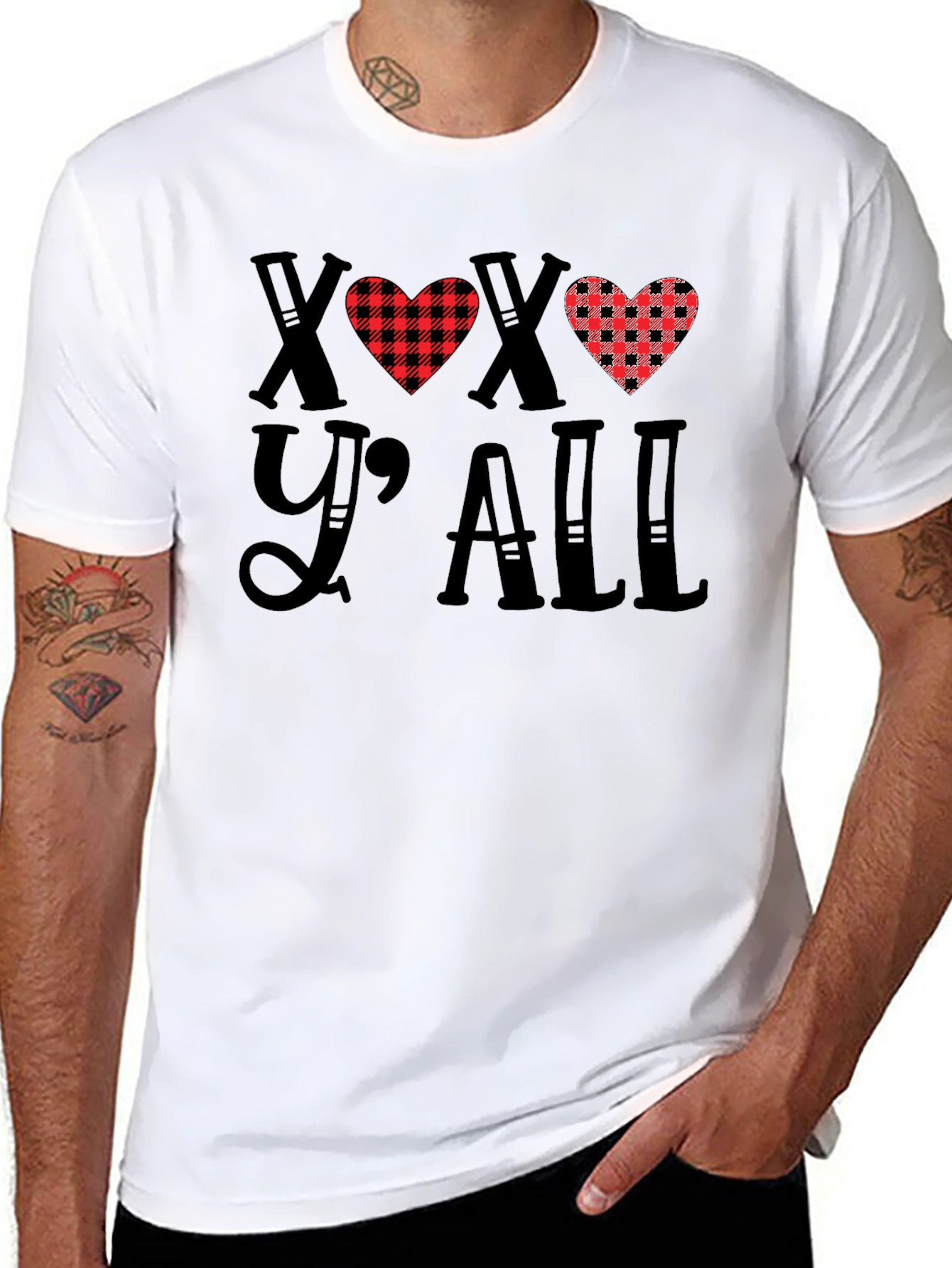 XOXO Yall Buffalo Plaid Heart T-Shirt