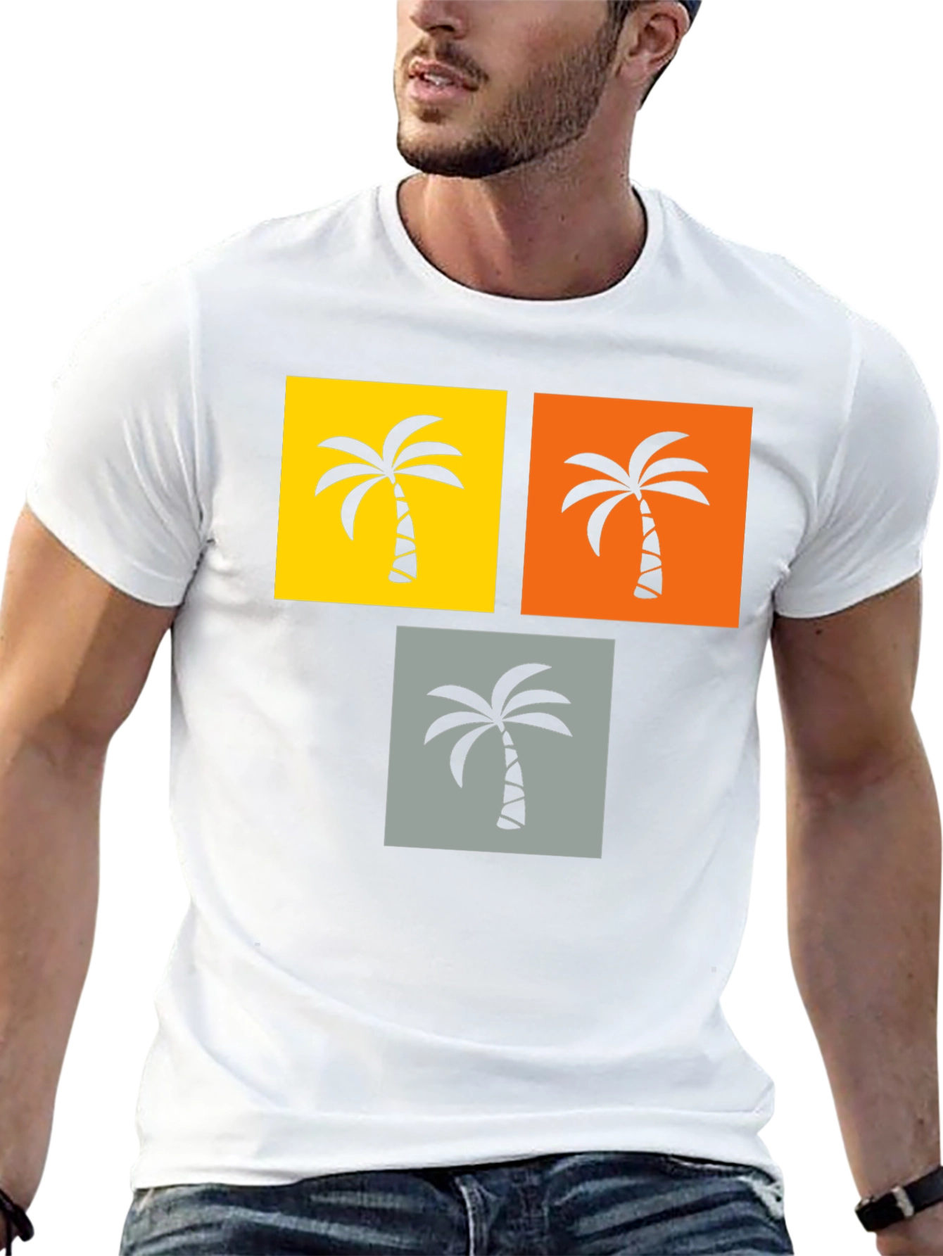 Tropical Palm Tree Graphic Tee - Black