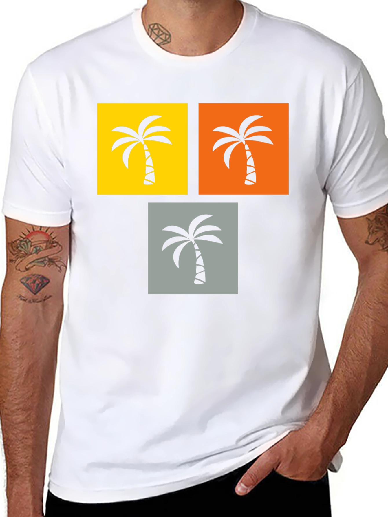 Tropical Palm Tree Graphic Tee - Black