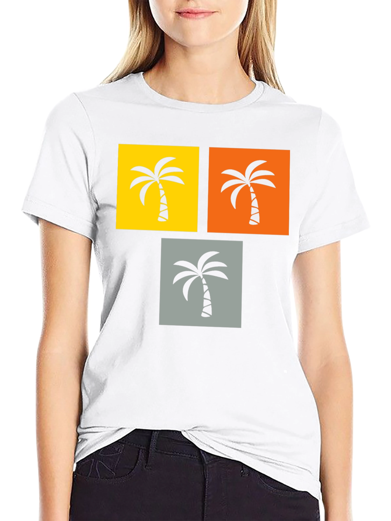 Tropical Palm Tree Graphic Tee - Black