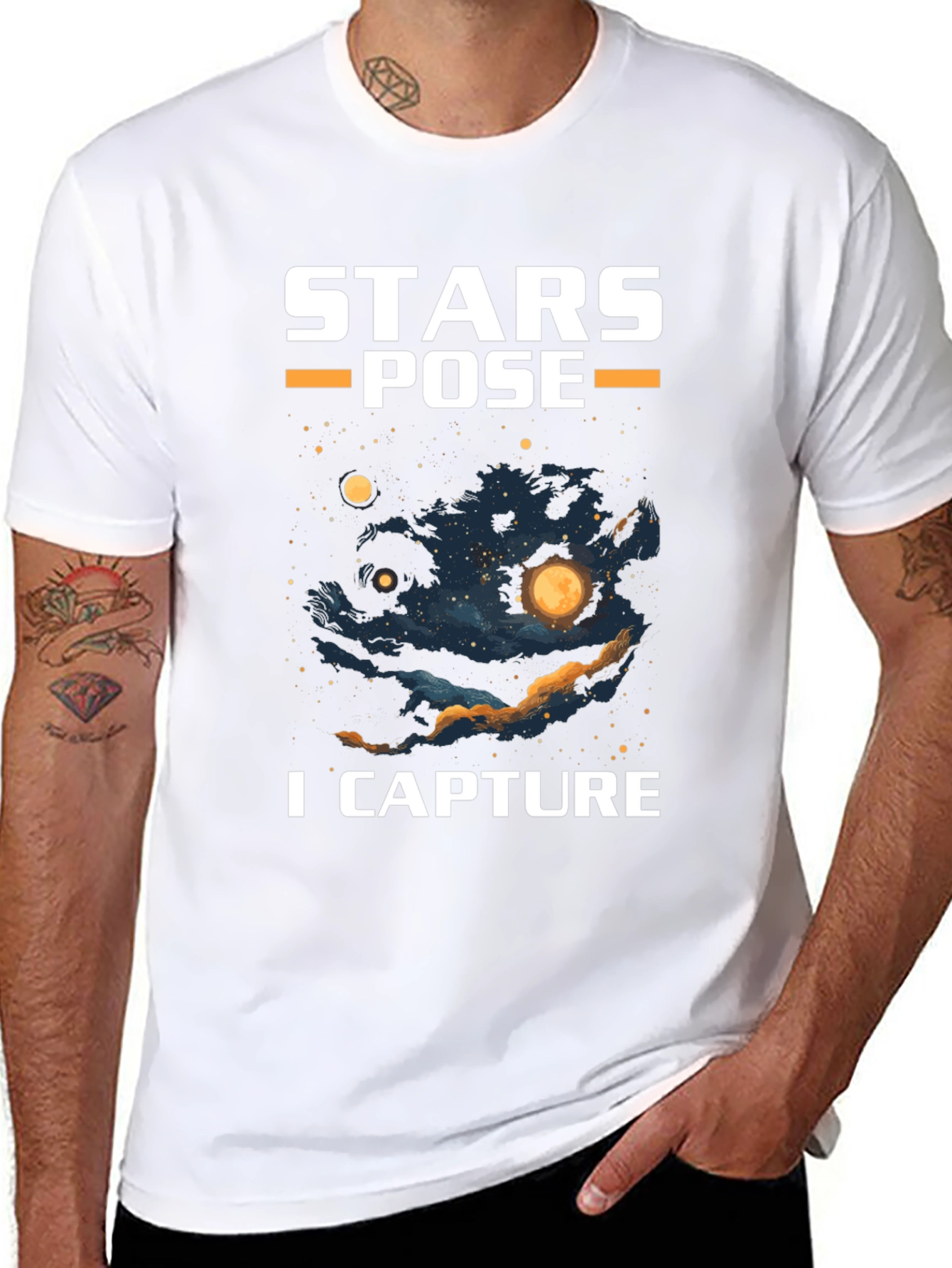 Stars Pose I Capture Graphic T-Shirt - Celestial Design