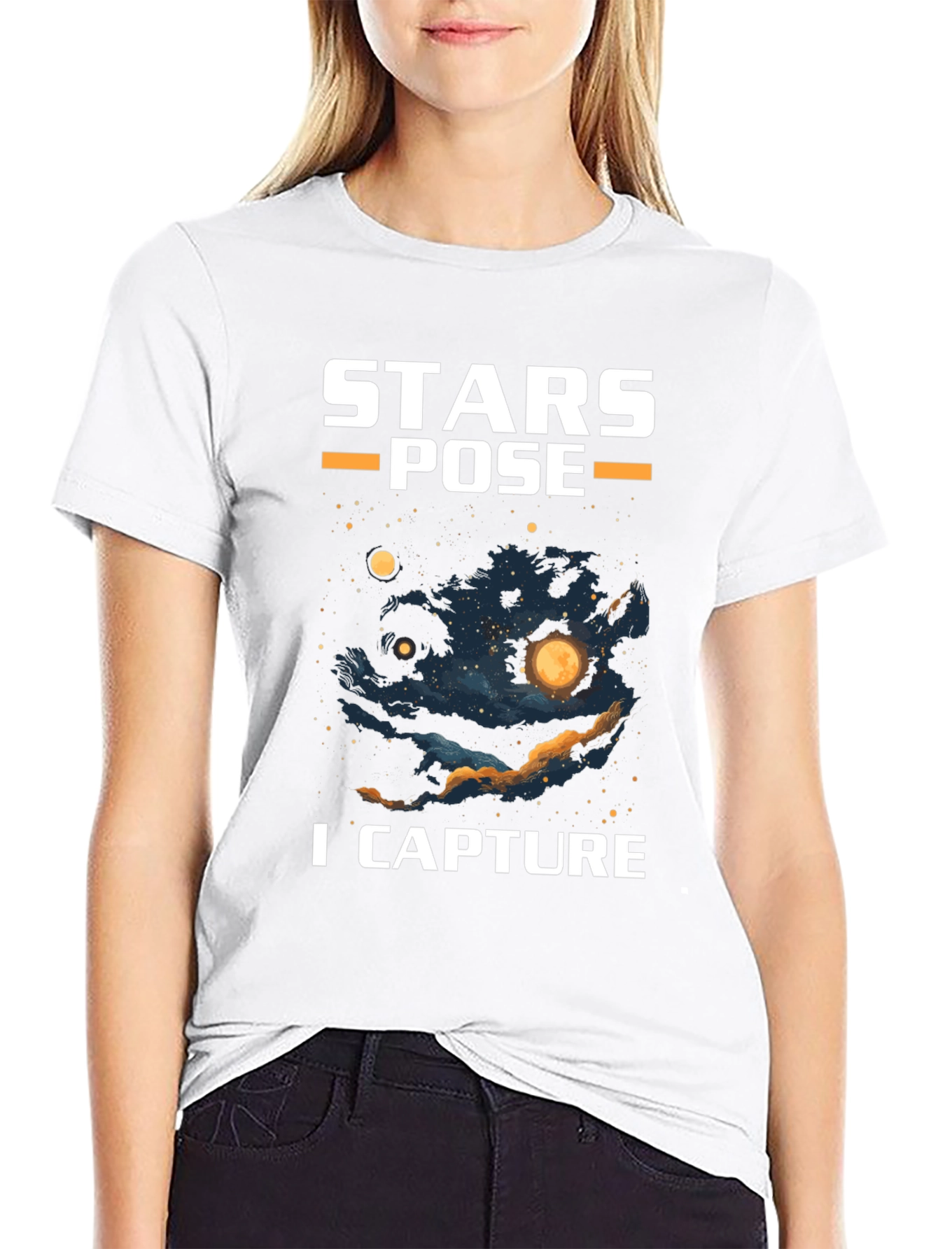 Stars Pose I Capture Graphic T-Shirt - Celestial Design