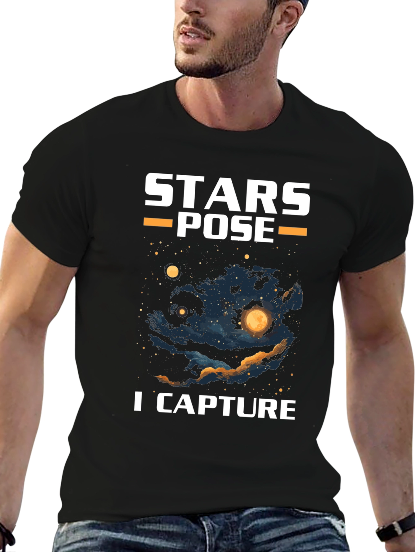 Stars Pose I Capture Graphic T-Shirt - Celestial Design