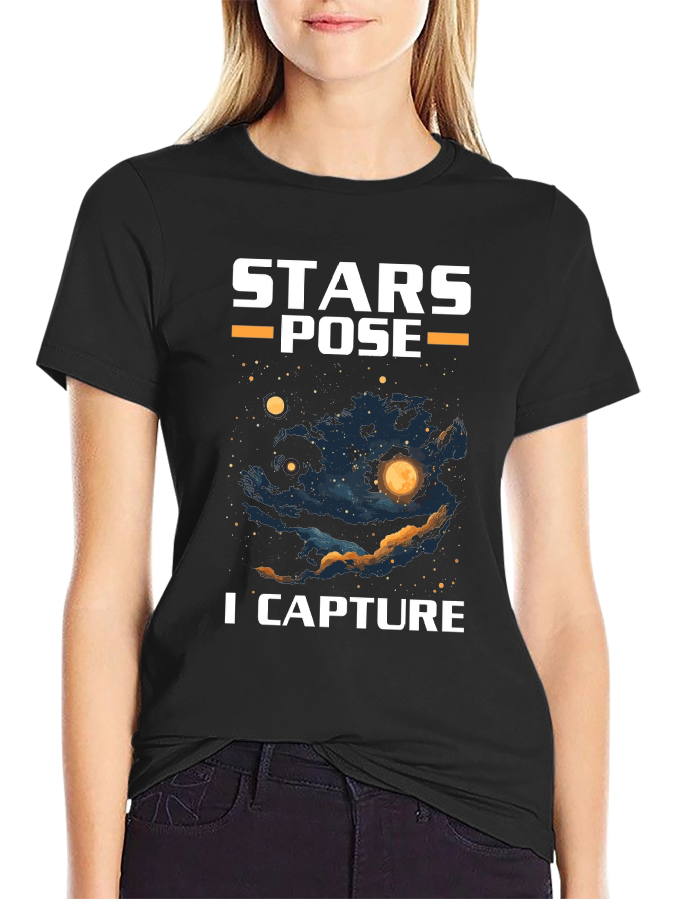 Stars Pose I Capture Graphic T-Shirt - Celestial Design