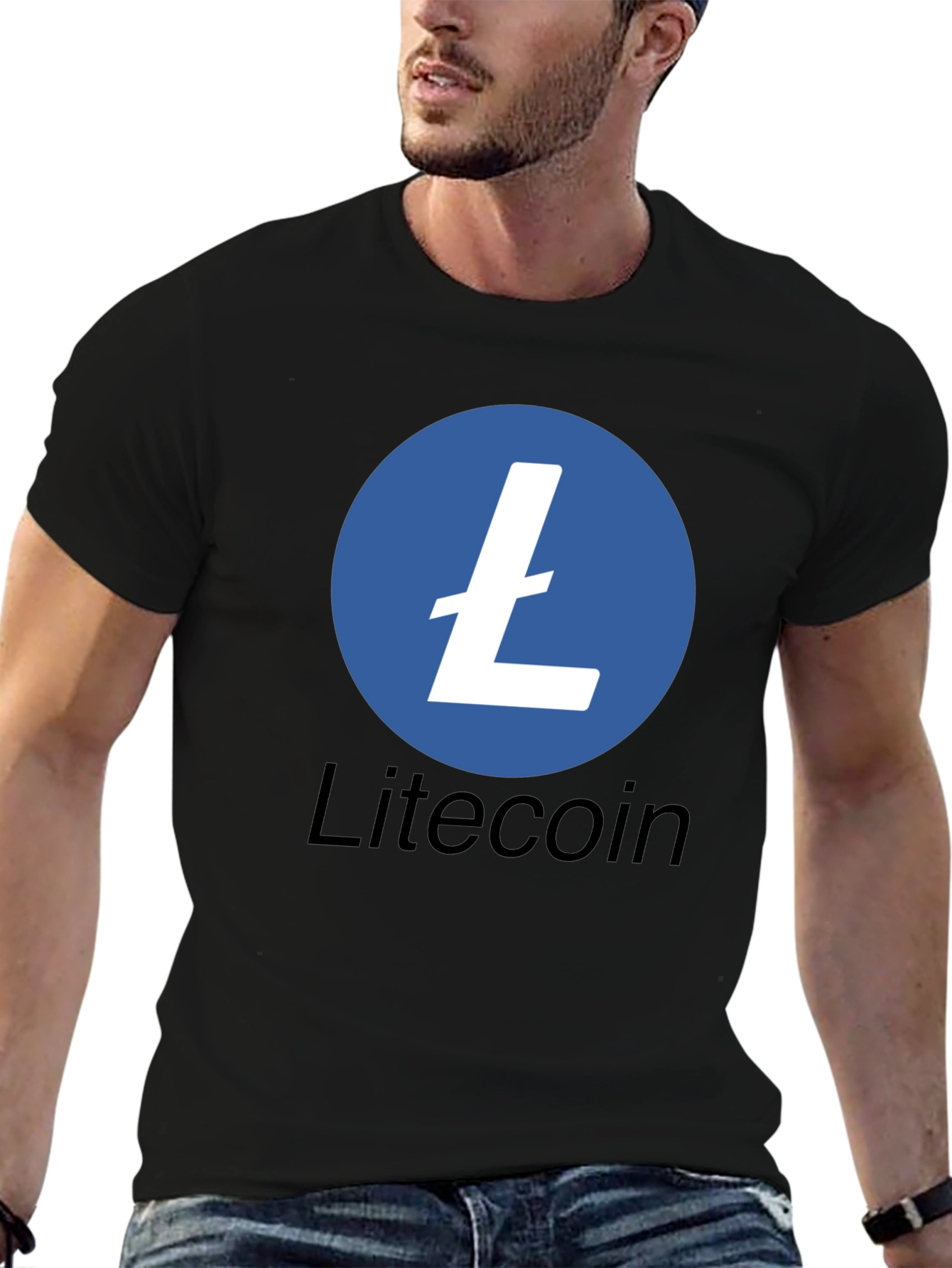 Litecoin Crypto Logo Black T-Shirt