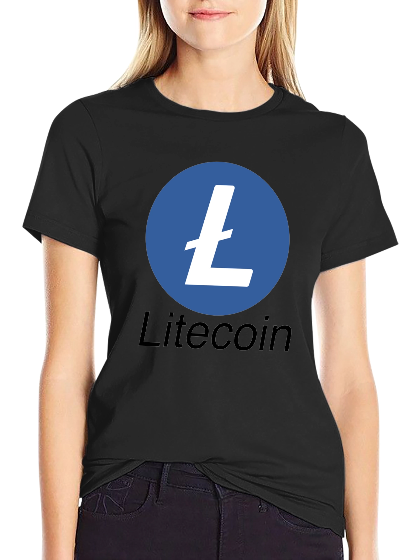 Litecoin Crypto Logo Black T-Shirt