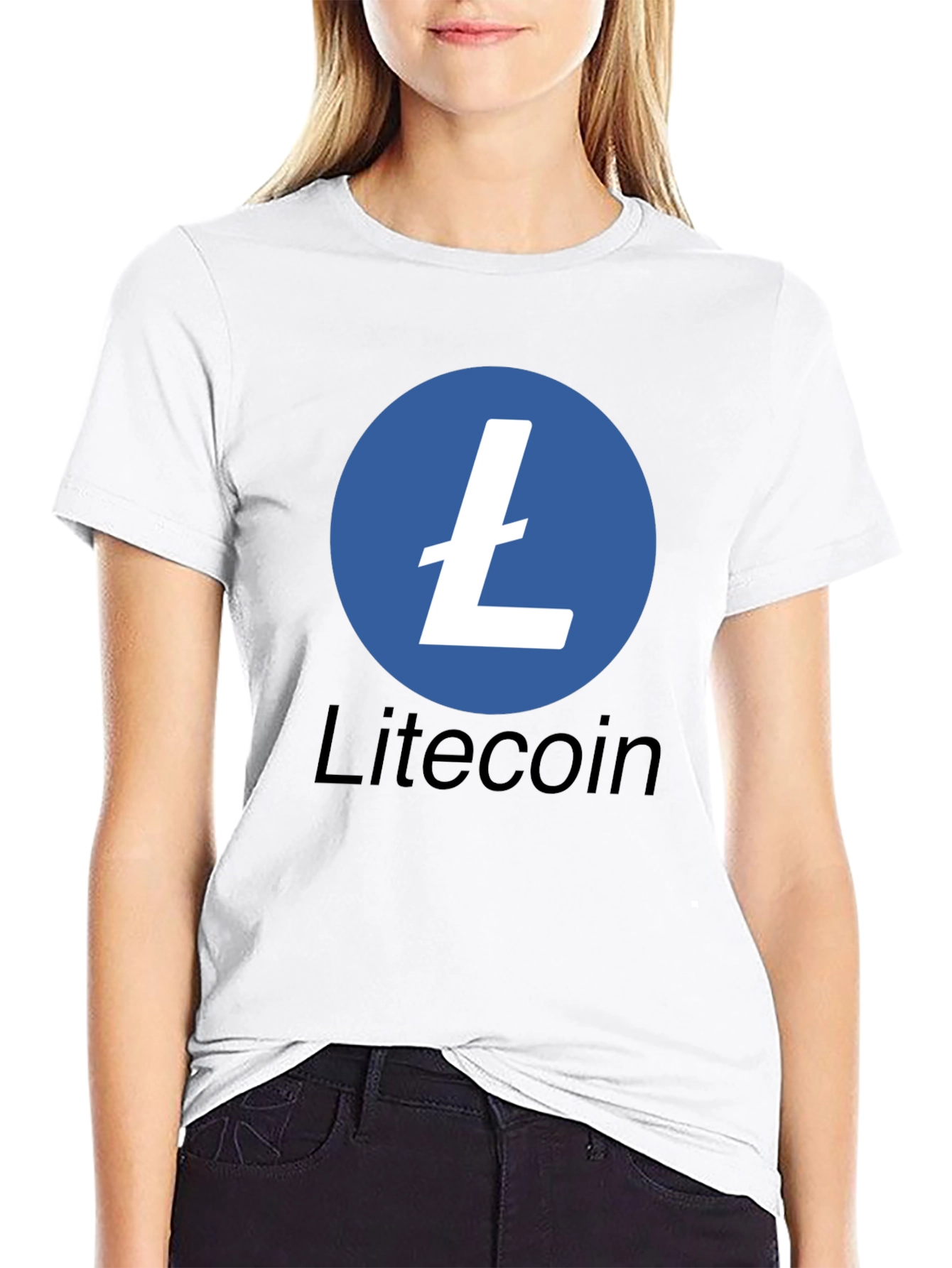 Litecoin Crypto Logo Black T-Shirt