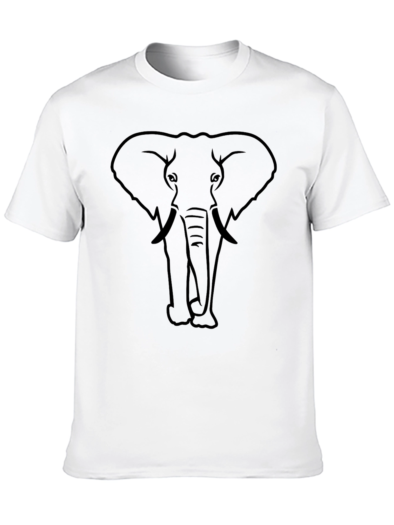 Elephant Outline Graphic Tee - Black