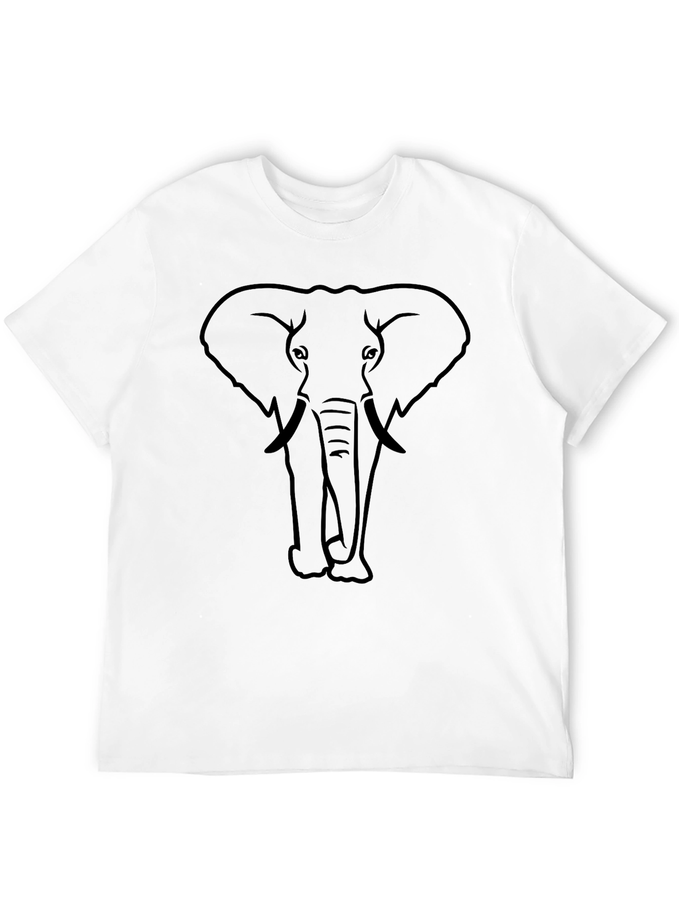 Elephant Outline Graphic Tee - Black