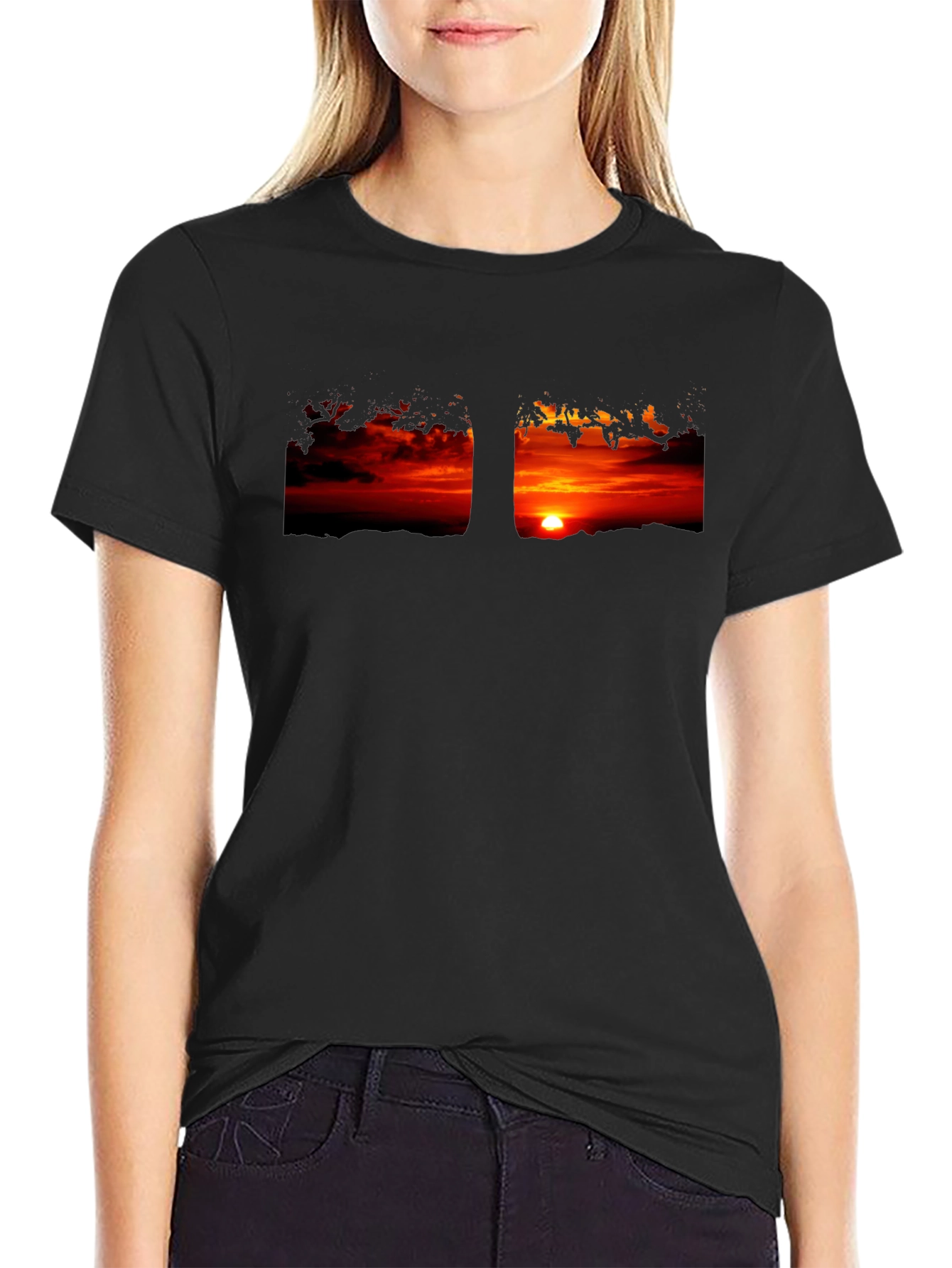 Sunset Graphic Black Tee - Stylish Casual Wear