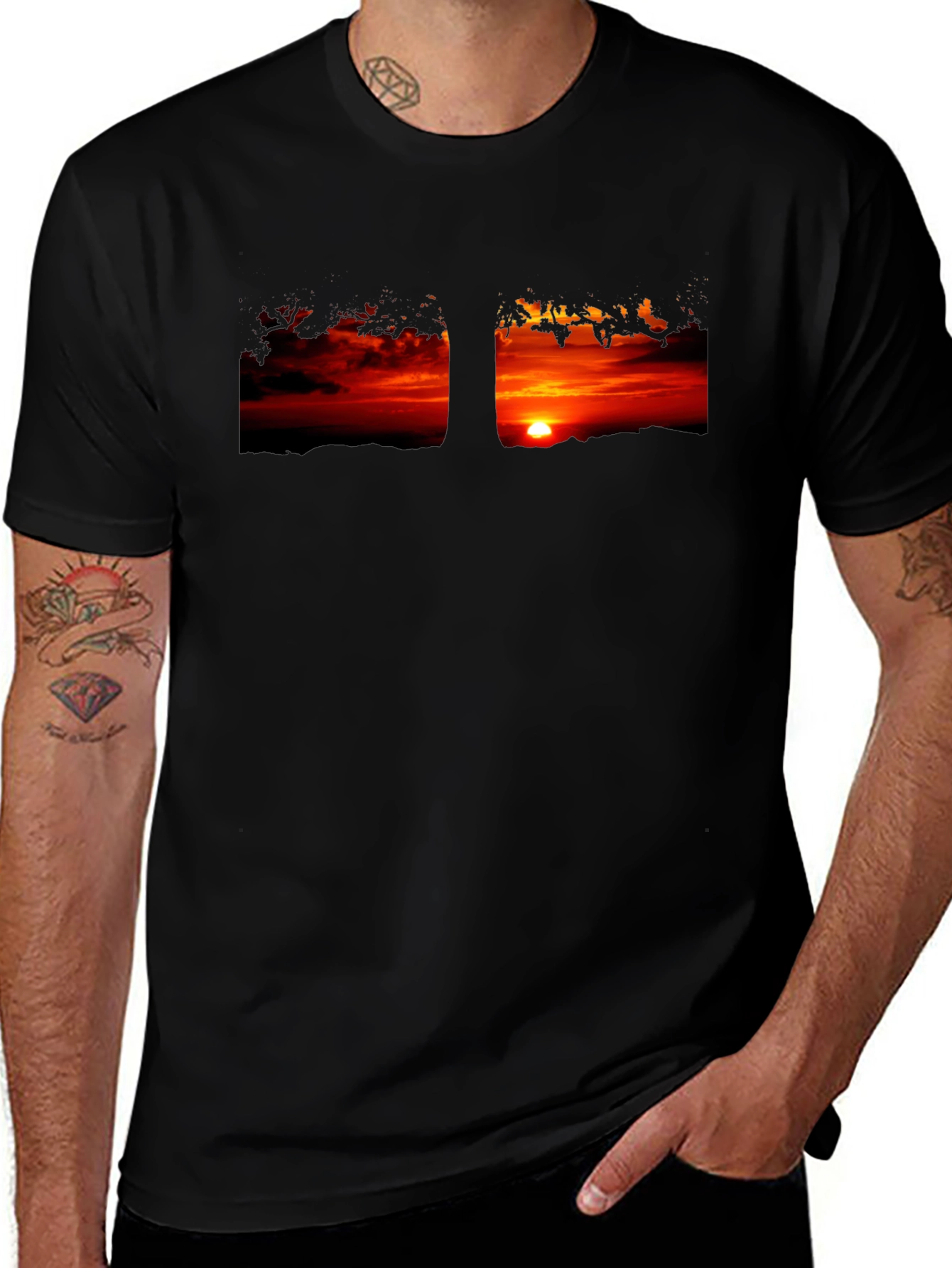 Sunset Graphic Black Tee - Stylish Casual Wear