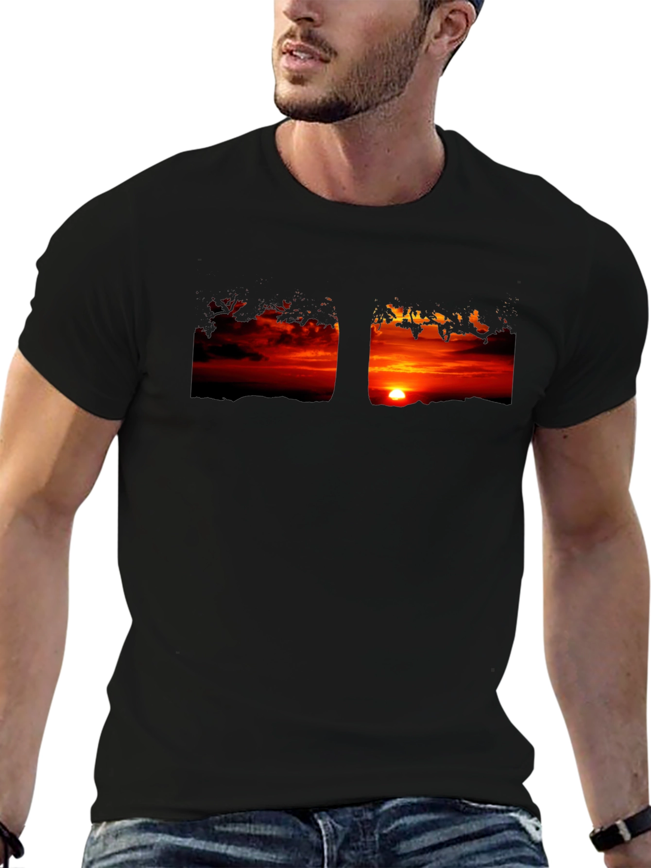Sunset Graphic Black Tee - Stylish Casual Wear