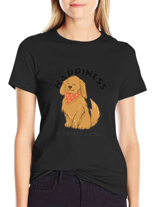 Dog Graphic Tee - Cute Cartoon Dog with Bandana