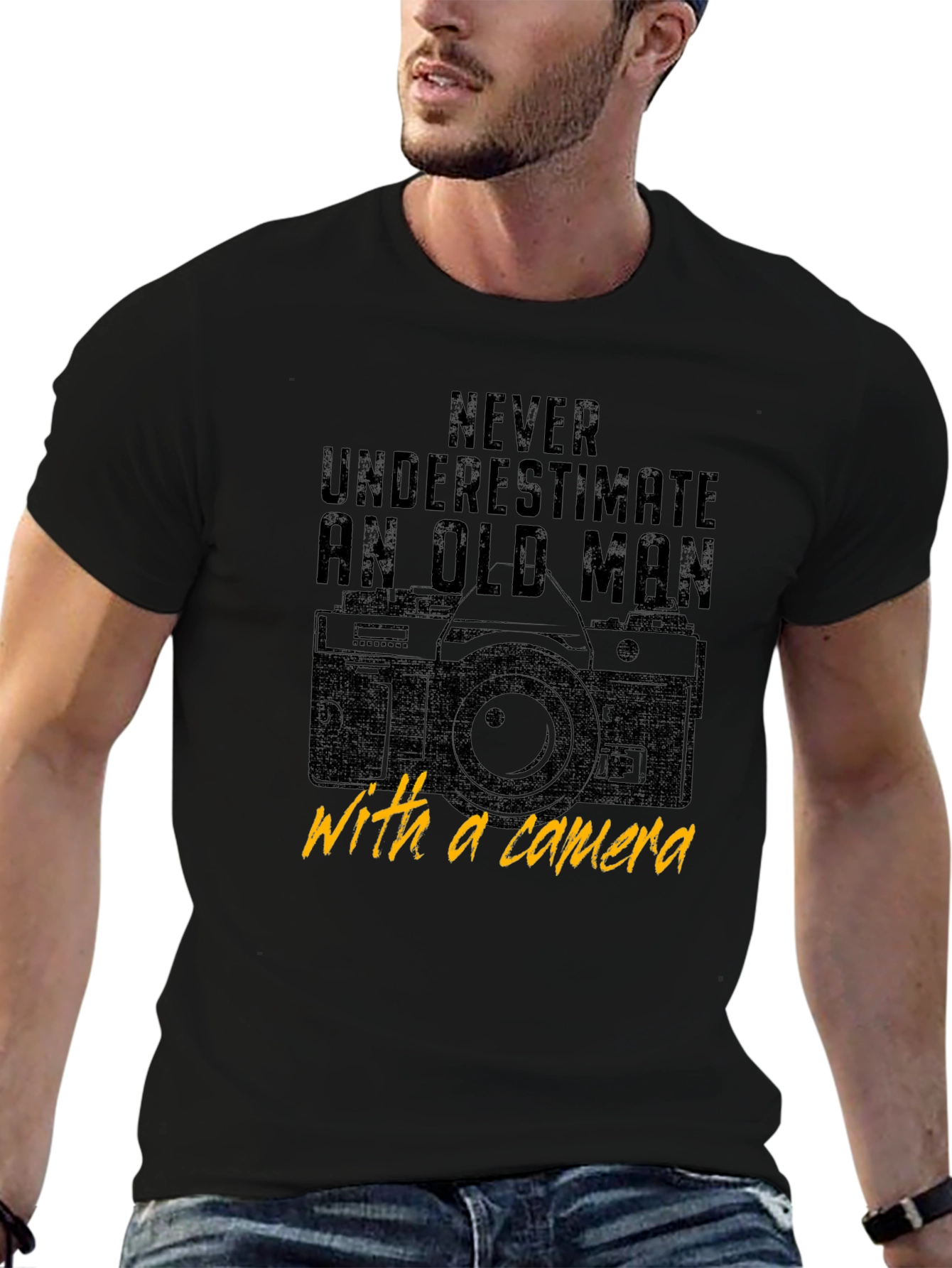 Never Underestimate an Old Man with a Camera T-Shirt
