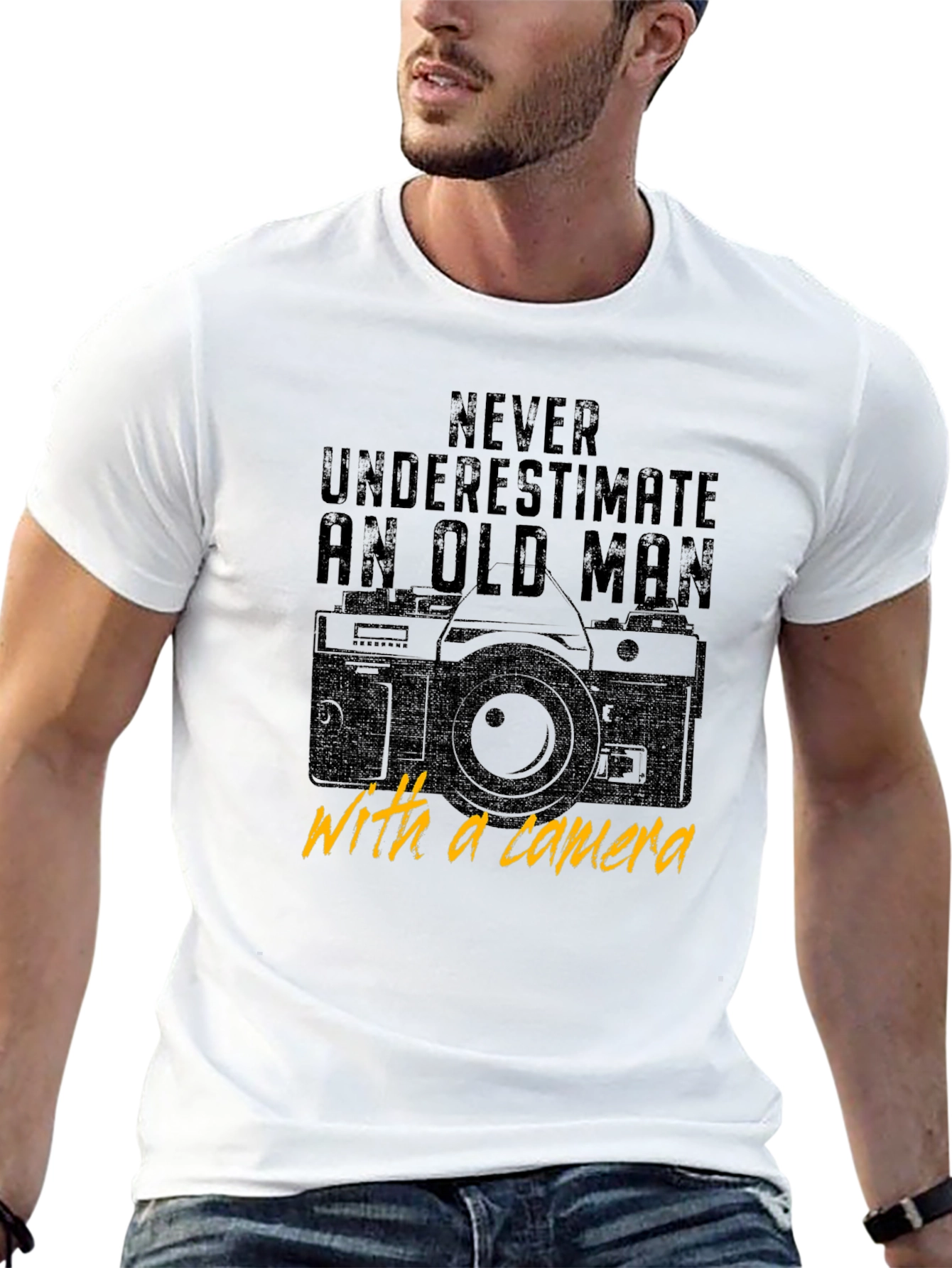 Never Underestimate an Old Man with a Camera T-Shirt