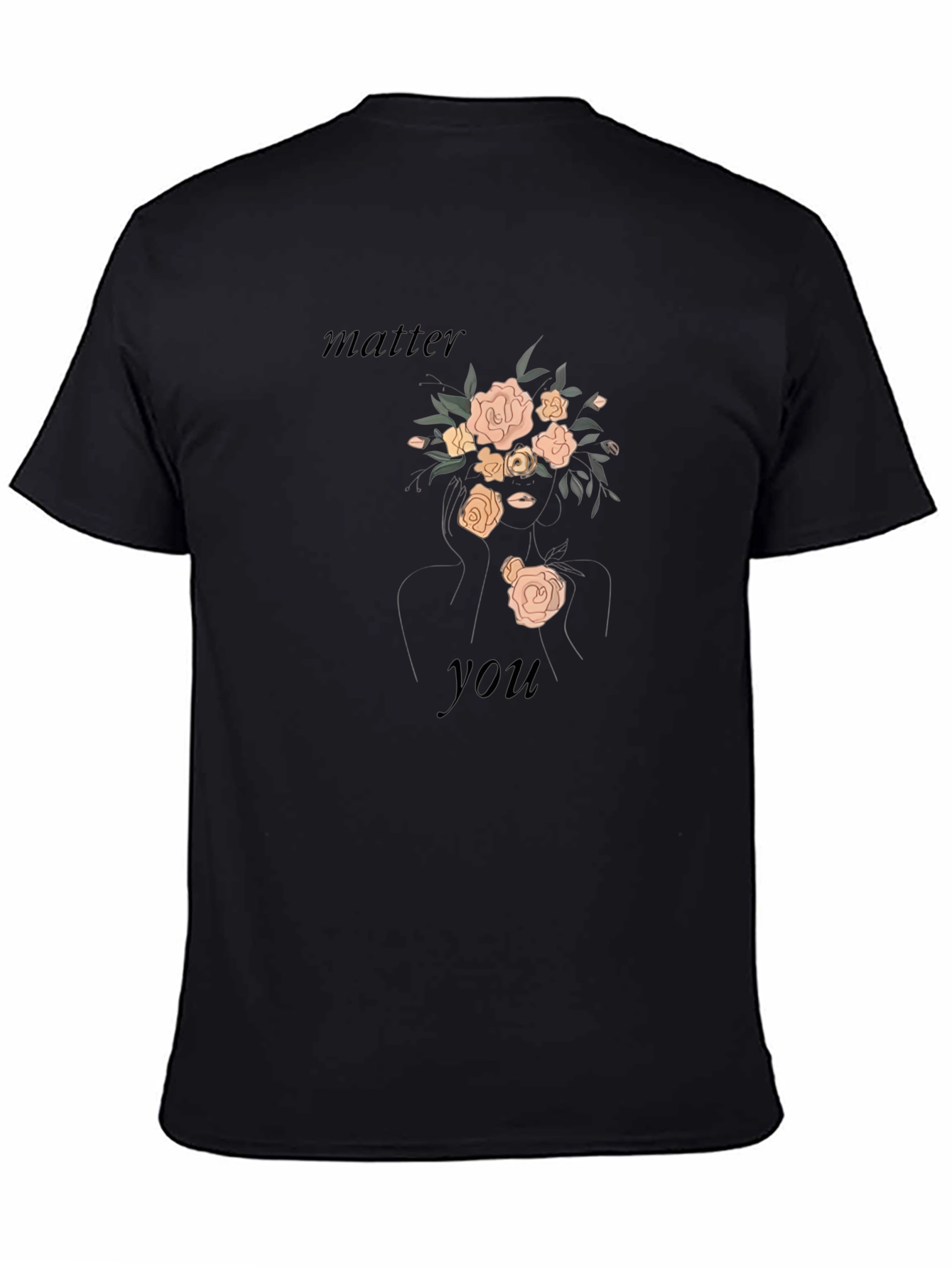Floral Woman Graphic Tee - Black T-Shirt