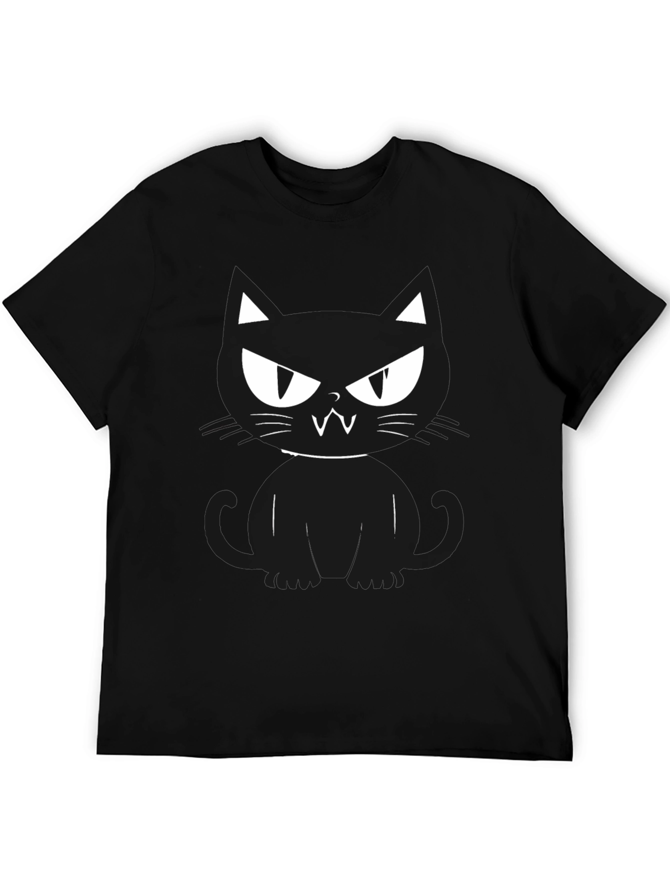 Mens Black Cat Graphic Tee - Halloween Ready!
