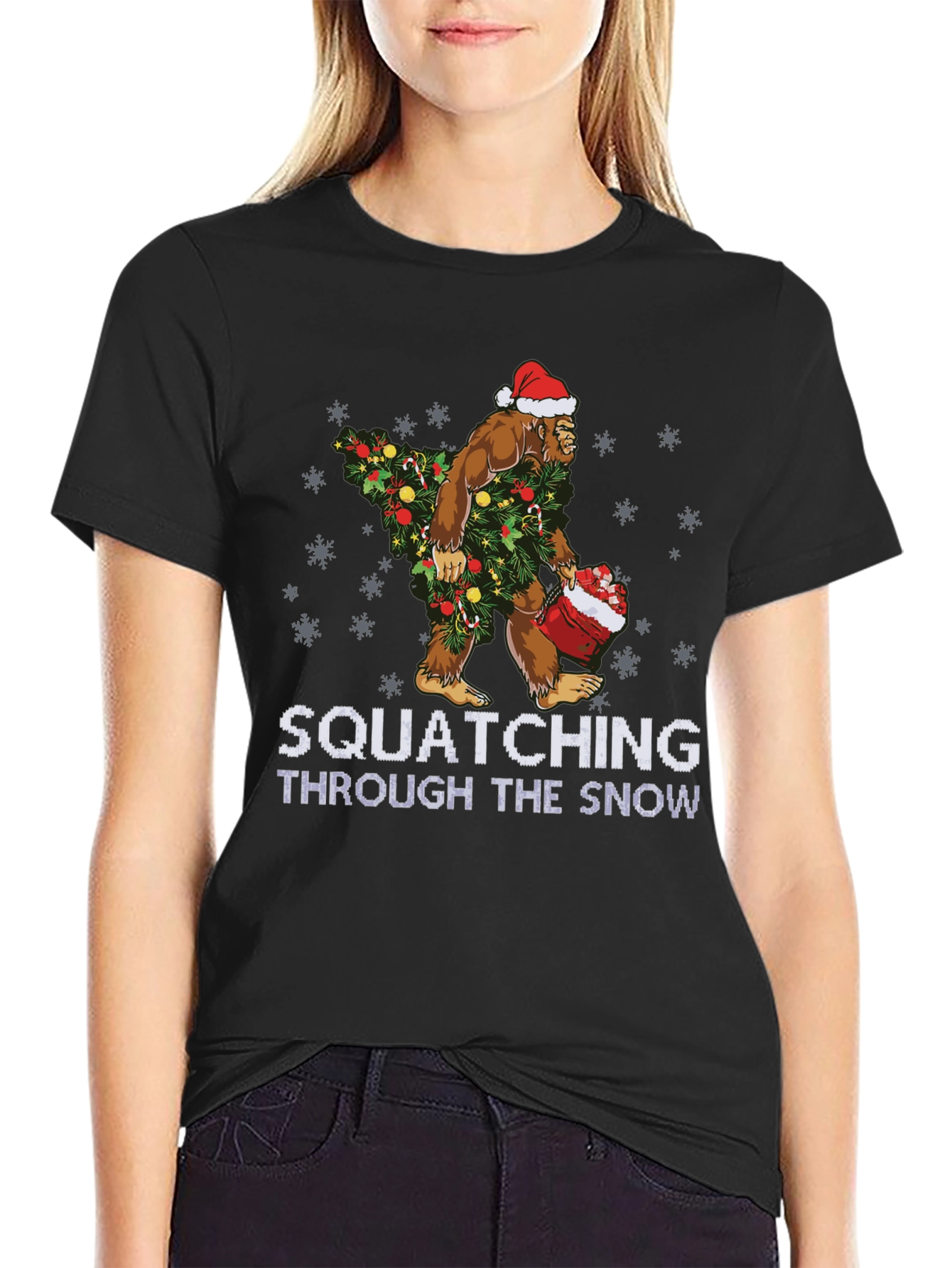 Squatching Through The Snow Christmas T-Shirt