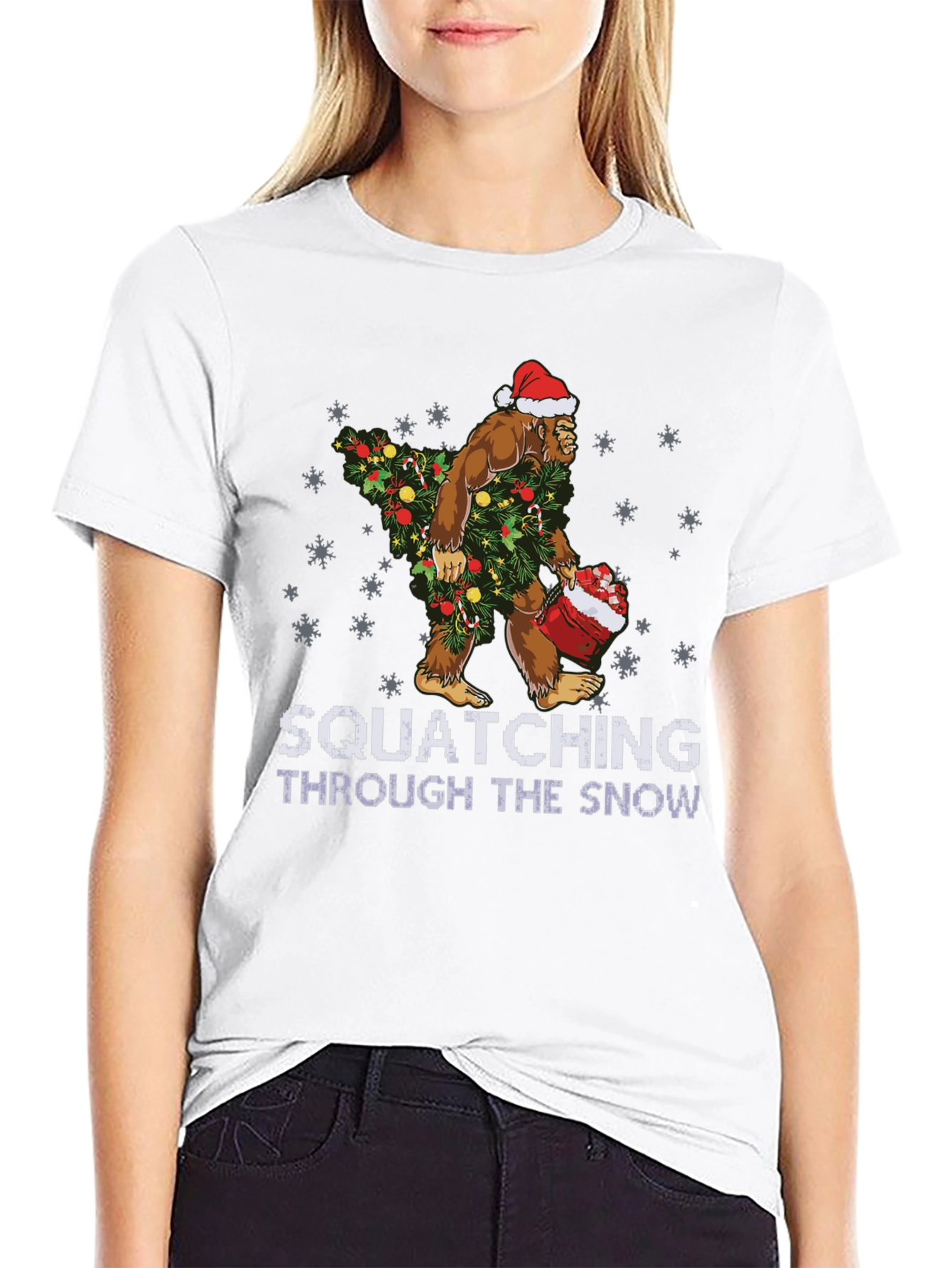Squatching Through The Snow Christmas T-Shirt