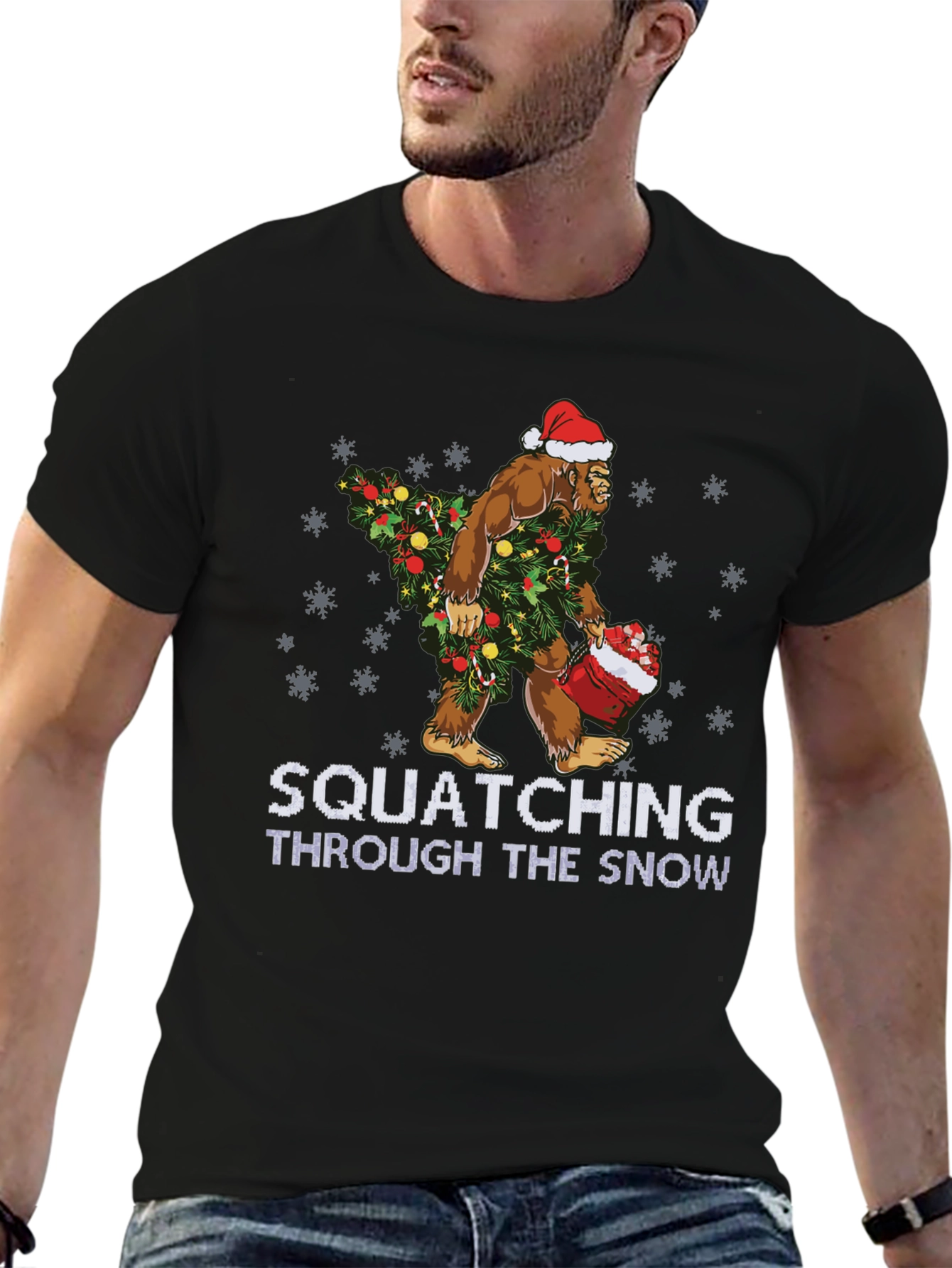 Squatching Through The Snow Christmas T-Shirt