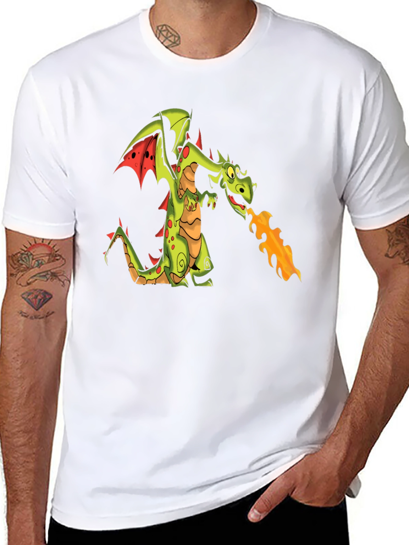 Black T-Shirt with Dragon Graphic