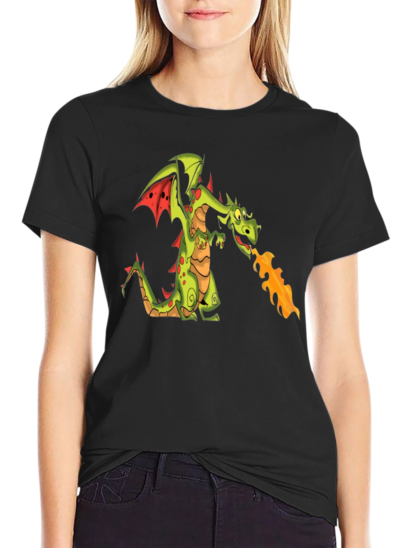 Black T-Shirt with Dragon Graphic