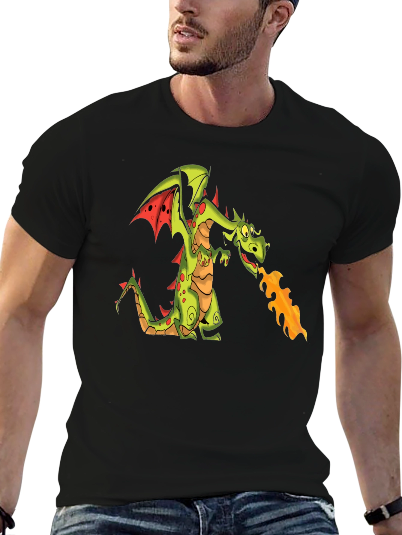 Black T-Shirt with Dragon Graphic