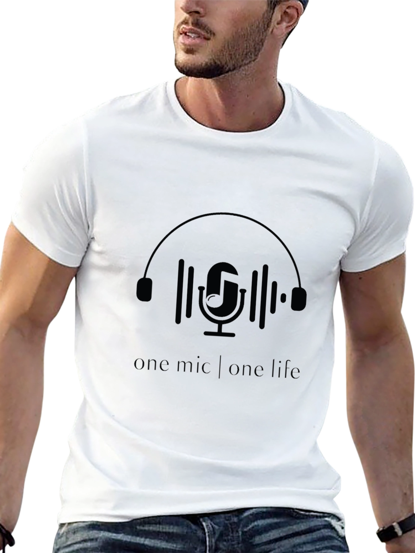 One Mic One Life Black Graphic Tee