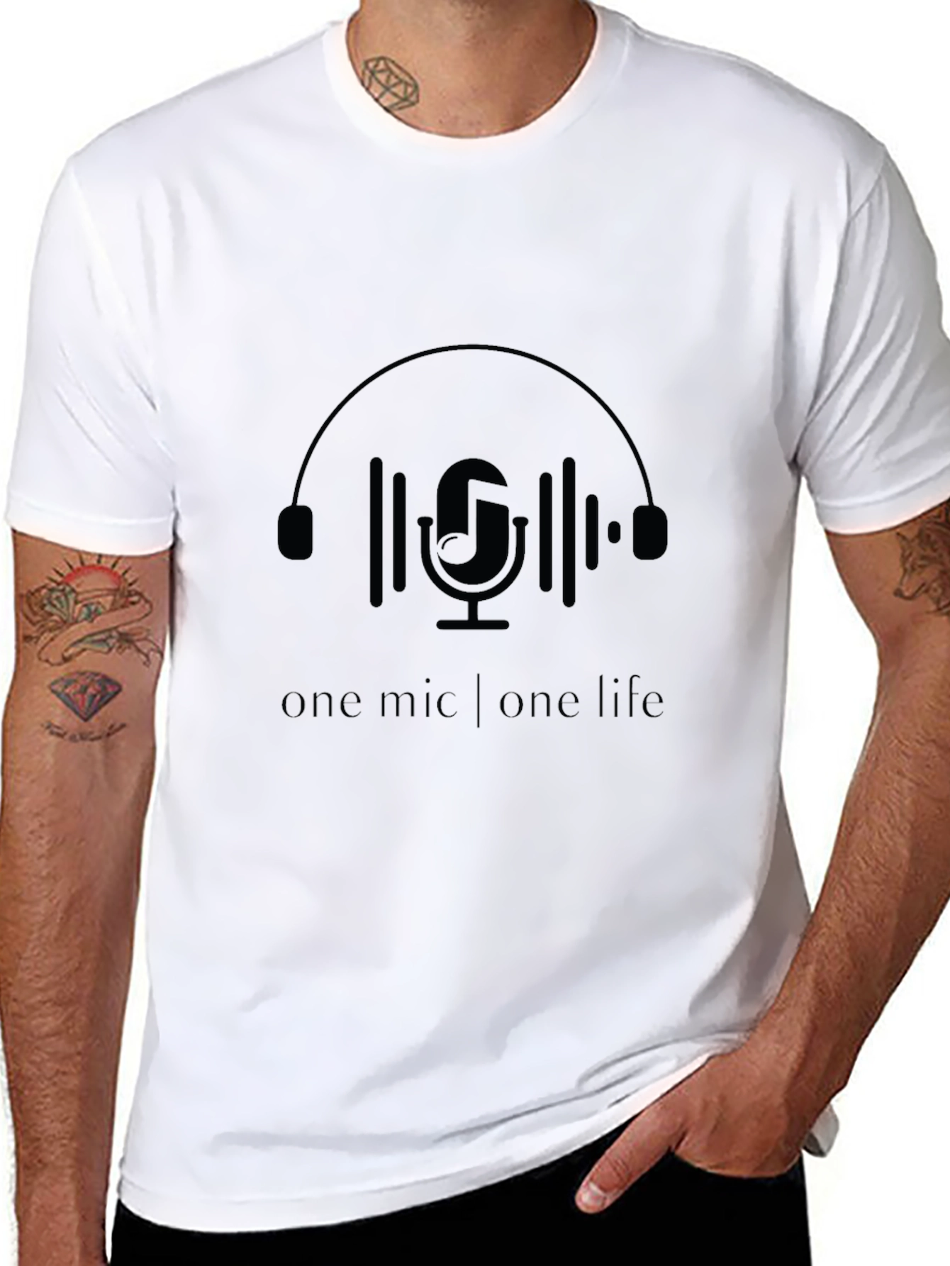 One Mic One Life Black Graphic Tee