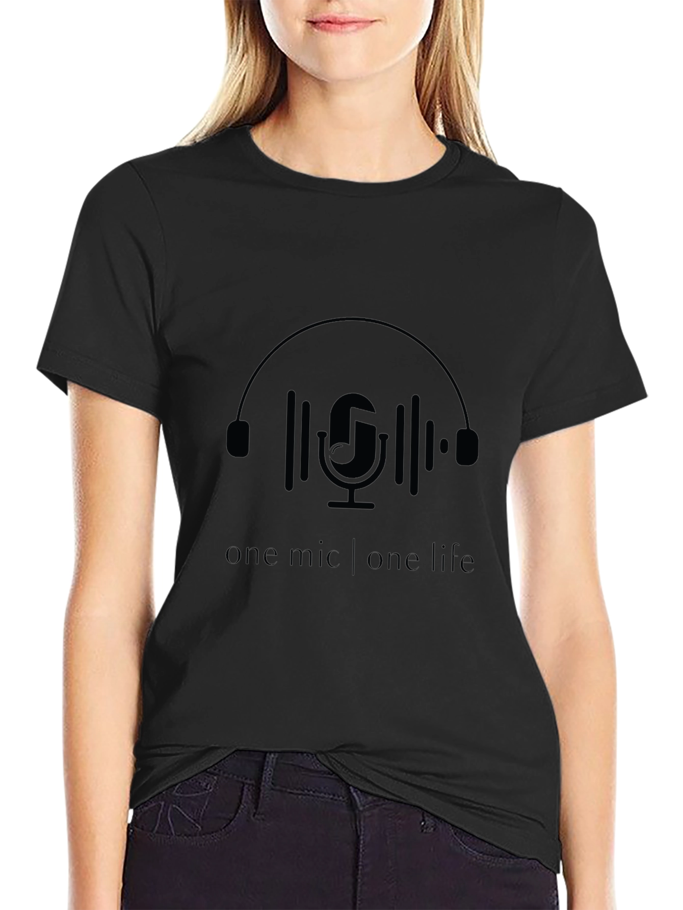 One Mic One Life Black Graphic Tee
