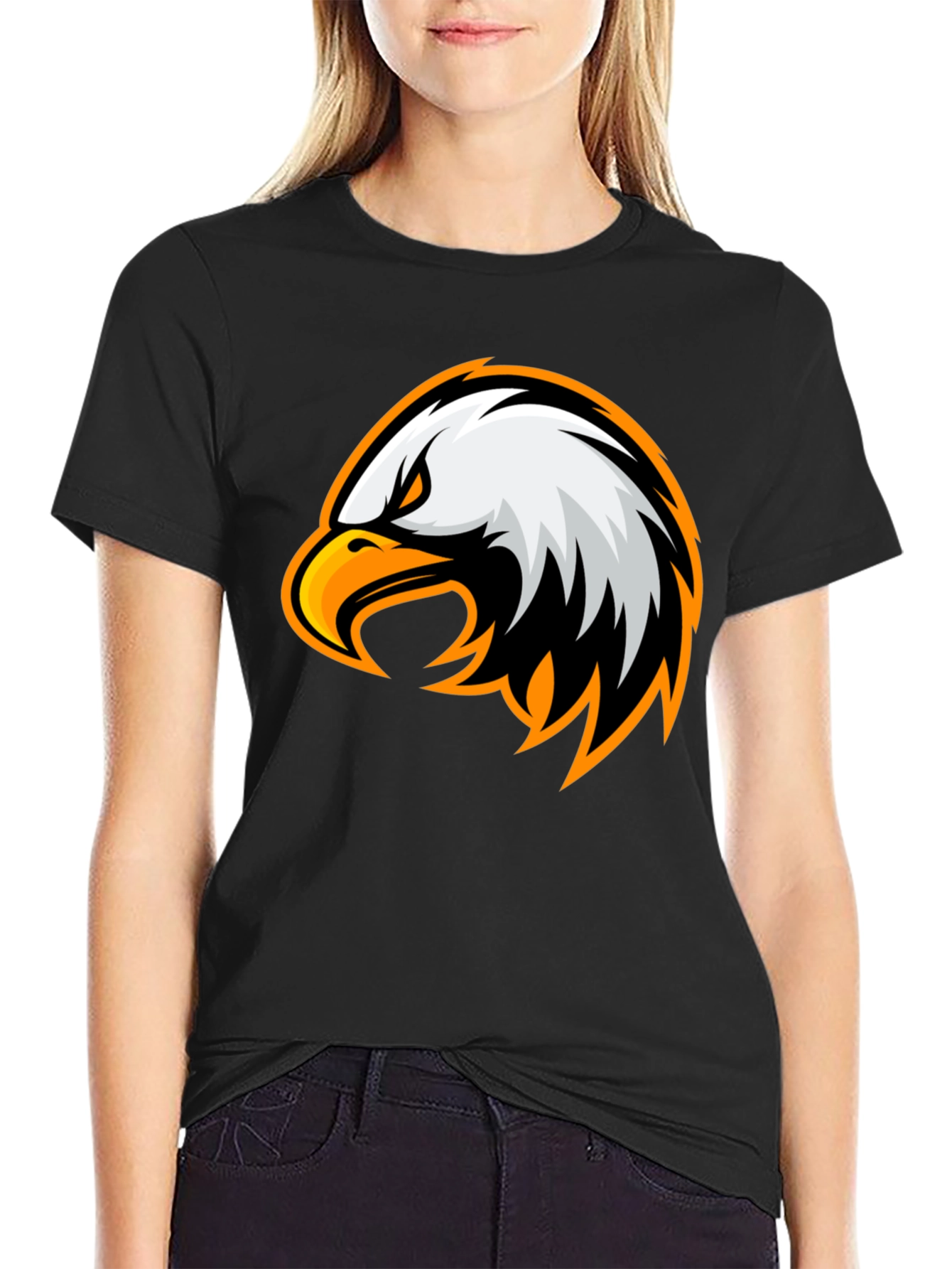 Bold Eagle Graphic T-Shirt - Black Cotton Tee