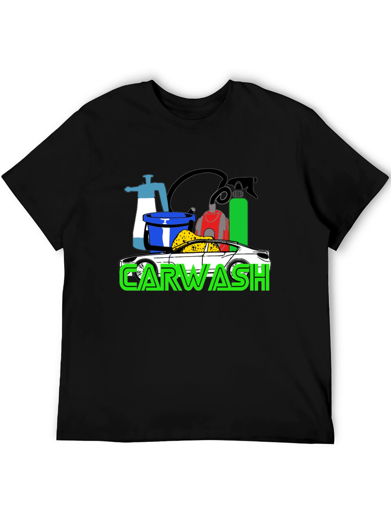 Car Wash T-Shirt - Black Cotton Blend Graphic Tee