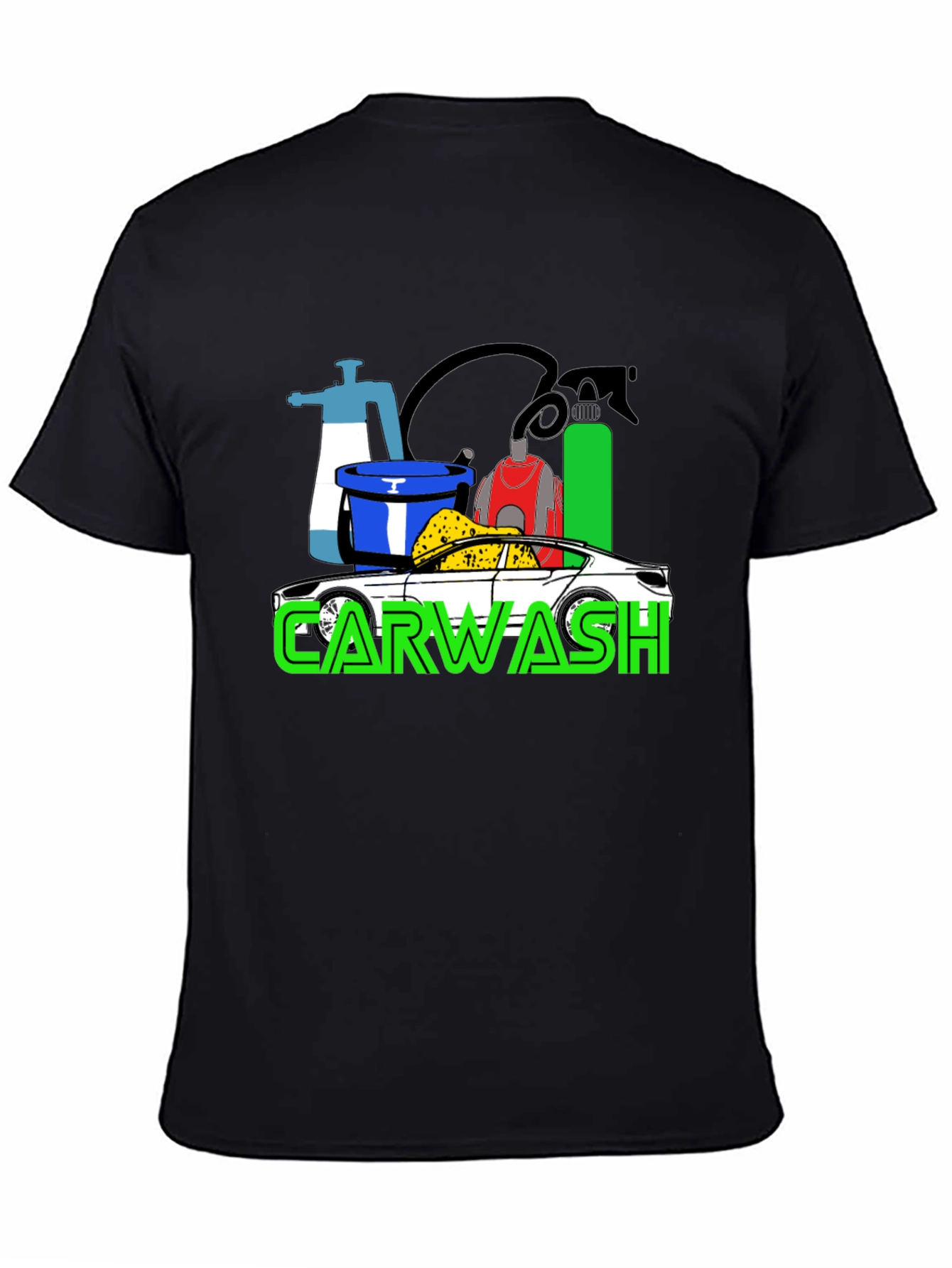 Car Wash T-Shirt - Black Cotton Blend Graphic Tee