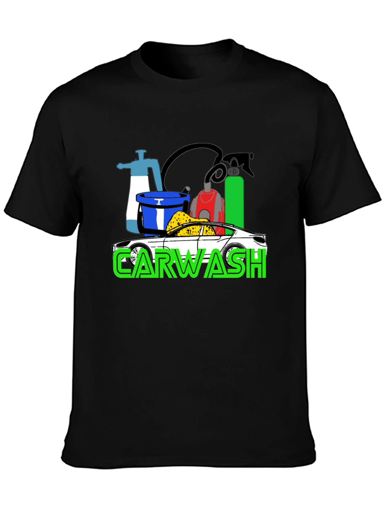 Car Wash T-Shirt - Black Cotton Blend Graphic Tee