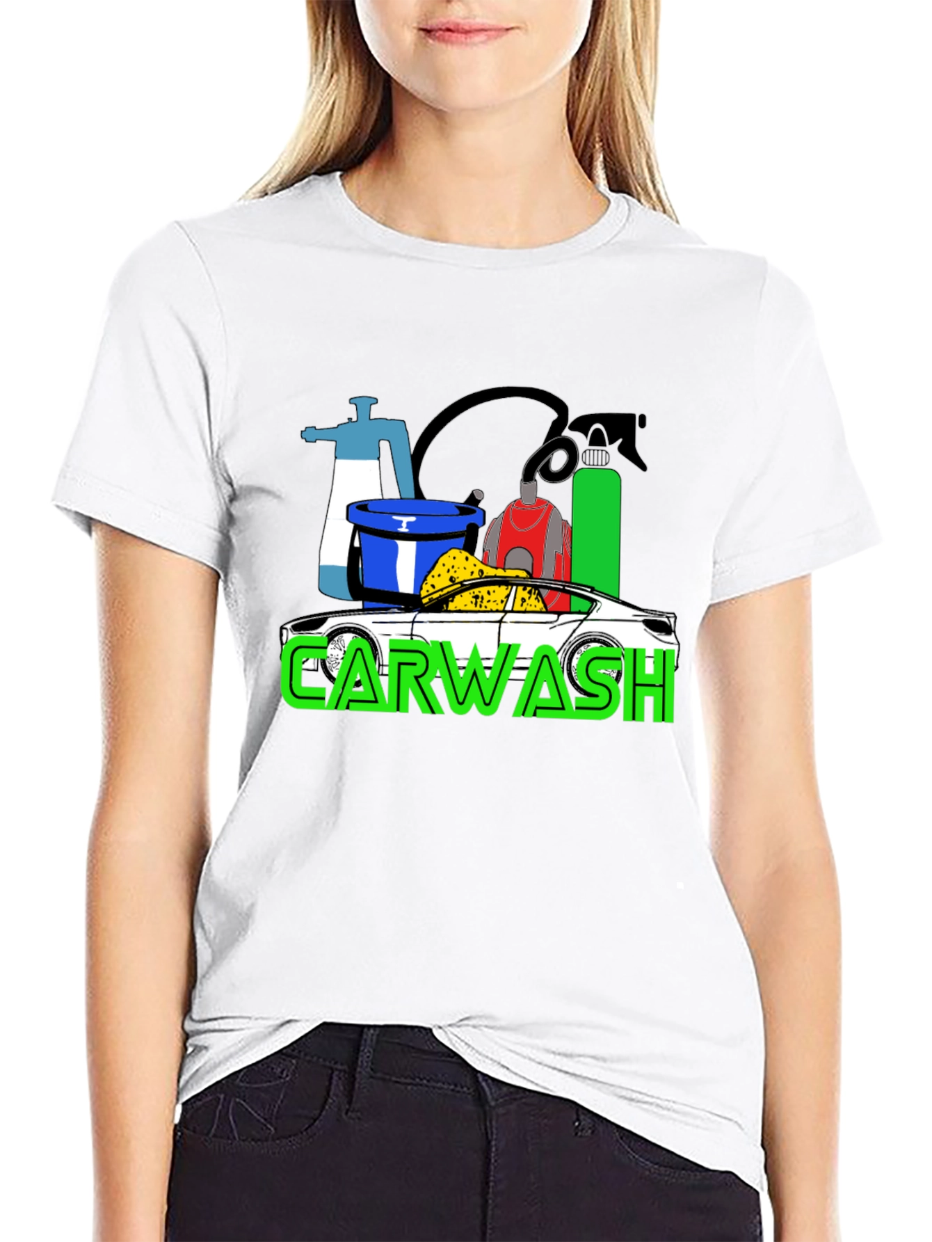 Car Wash T-Shirt - Black Cotton Blend Graphic Tee