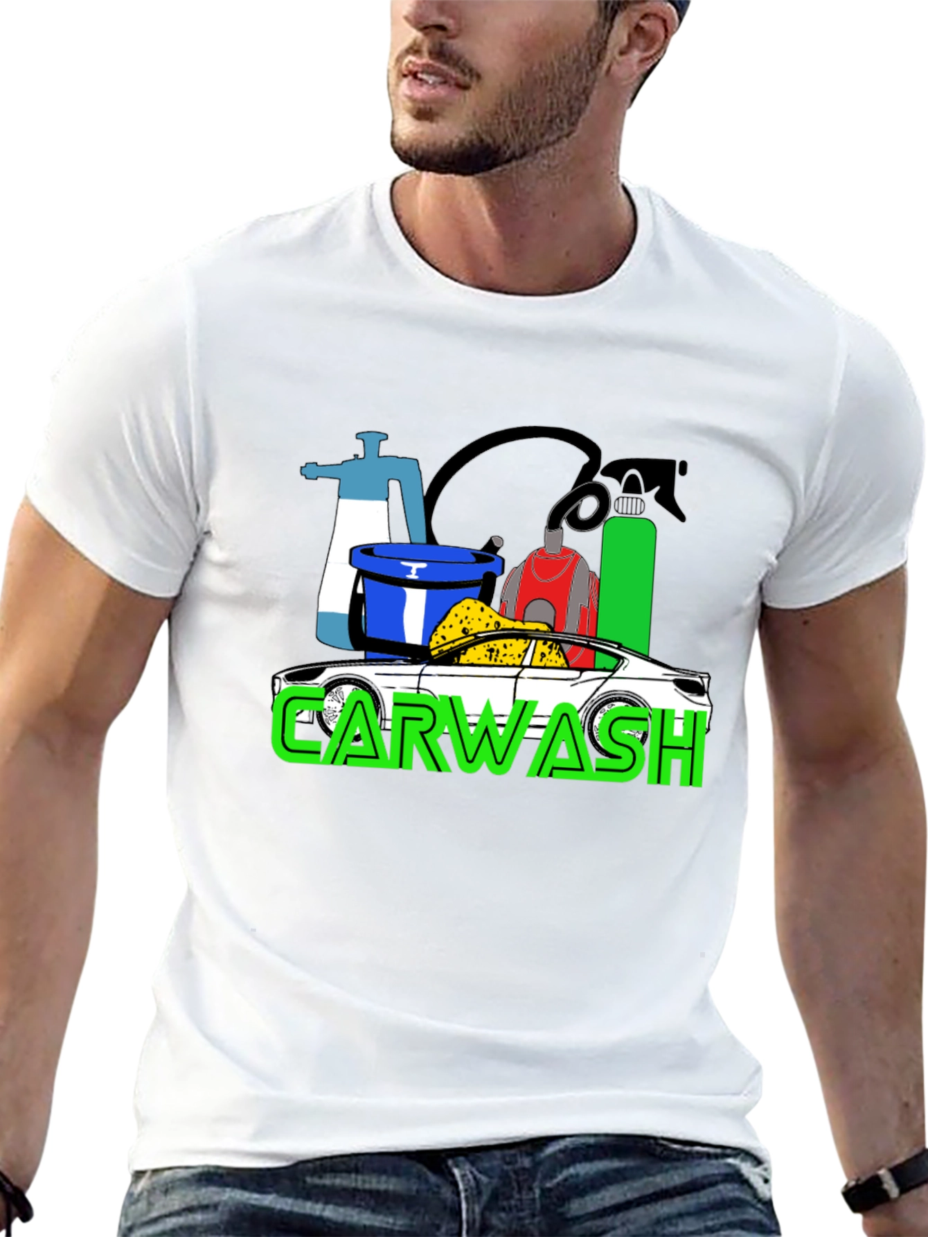 Car Wash T-Shirt - Black Cotton Blend Graphic Tee