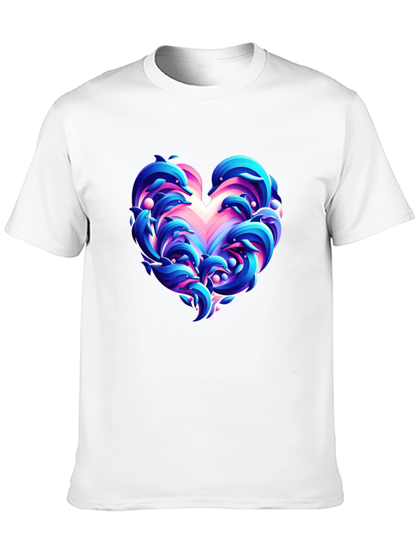 Dolphin Heart Graphic Black T-Shirt