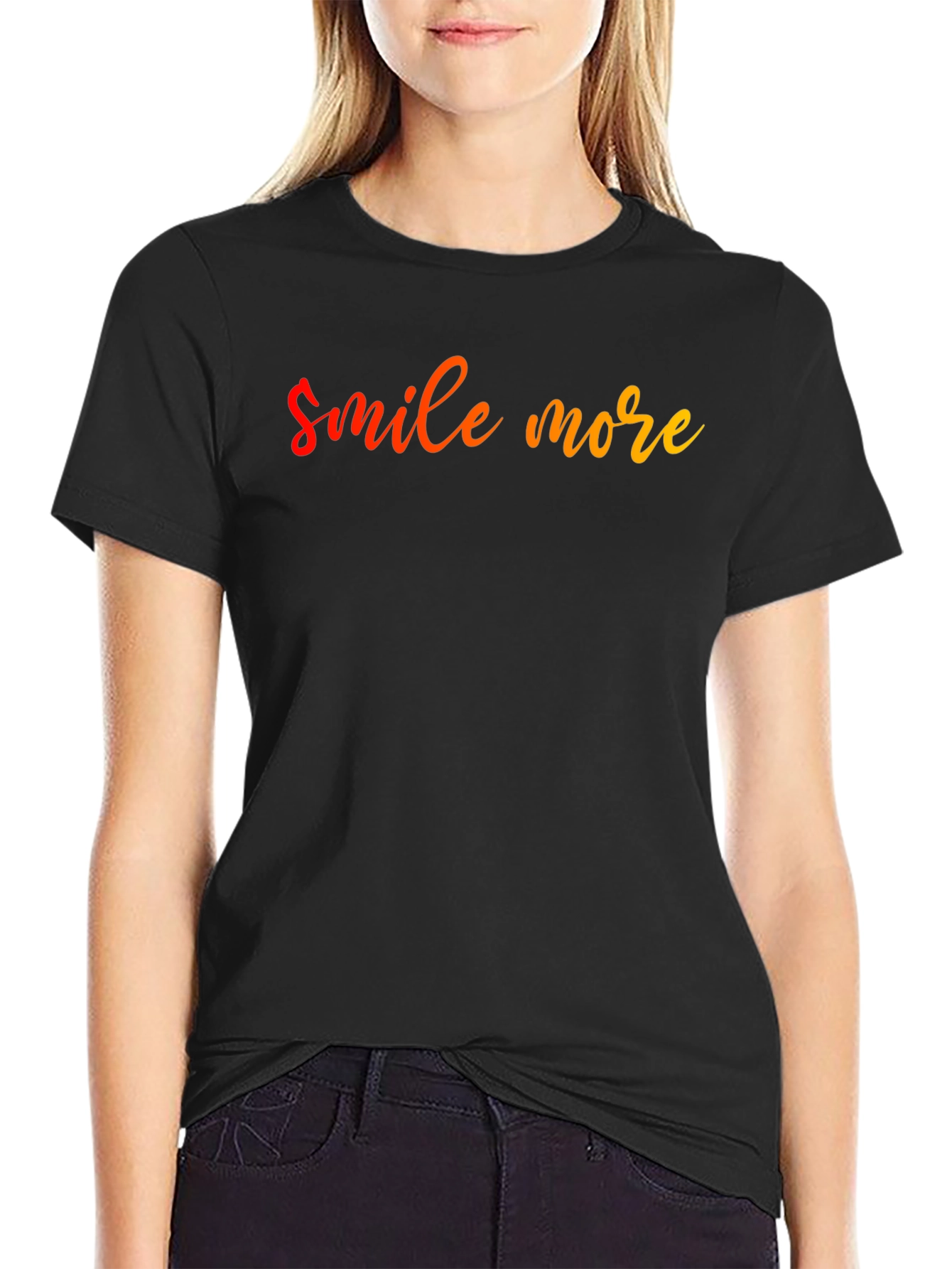 Smile More Graphic Tee - Black