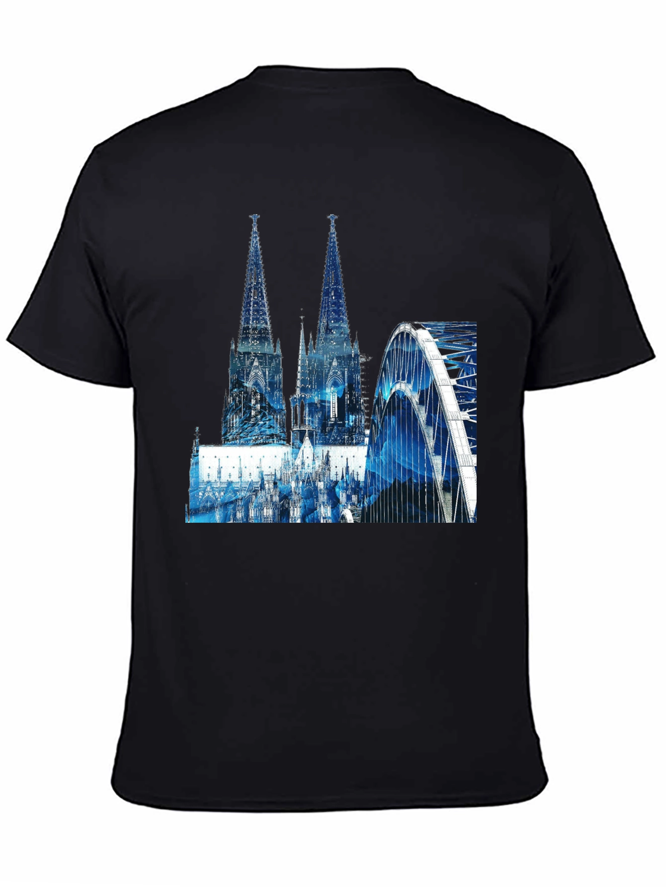 Cologne Cathedral & Bridge Graphic Black T-Shirt