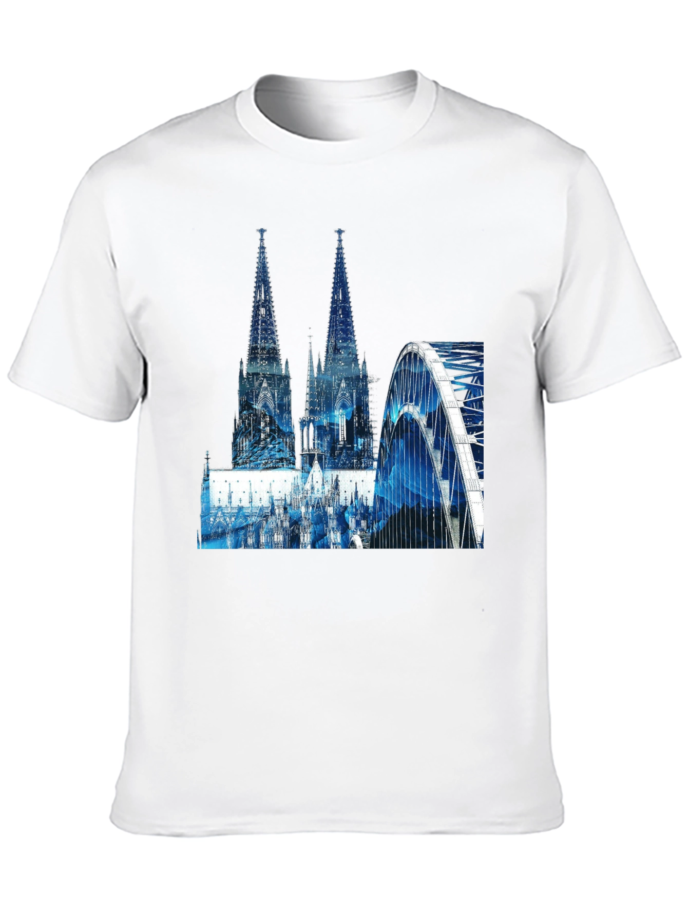 Cologne Cathedral & Bridge Graphic Black T-Shirt