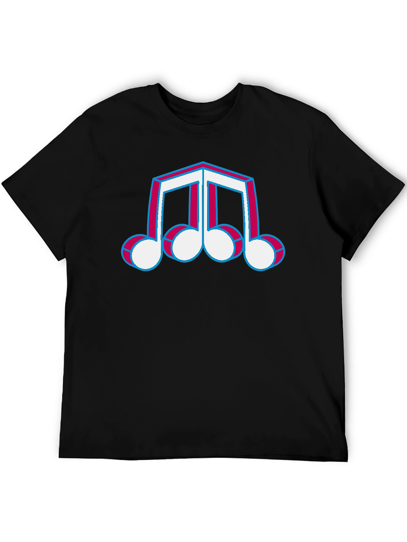 Retro Music Note T-Shirt - Black