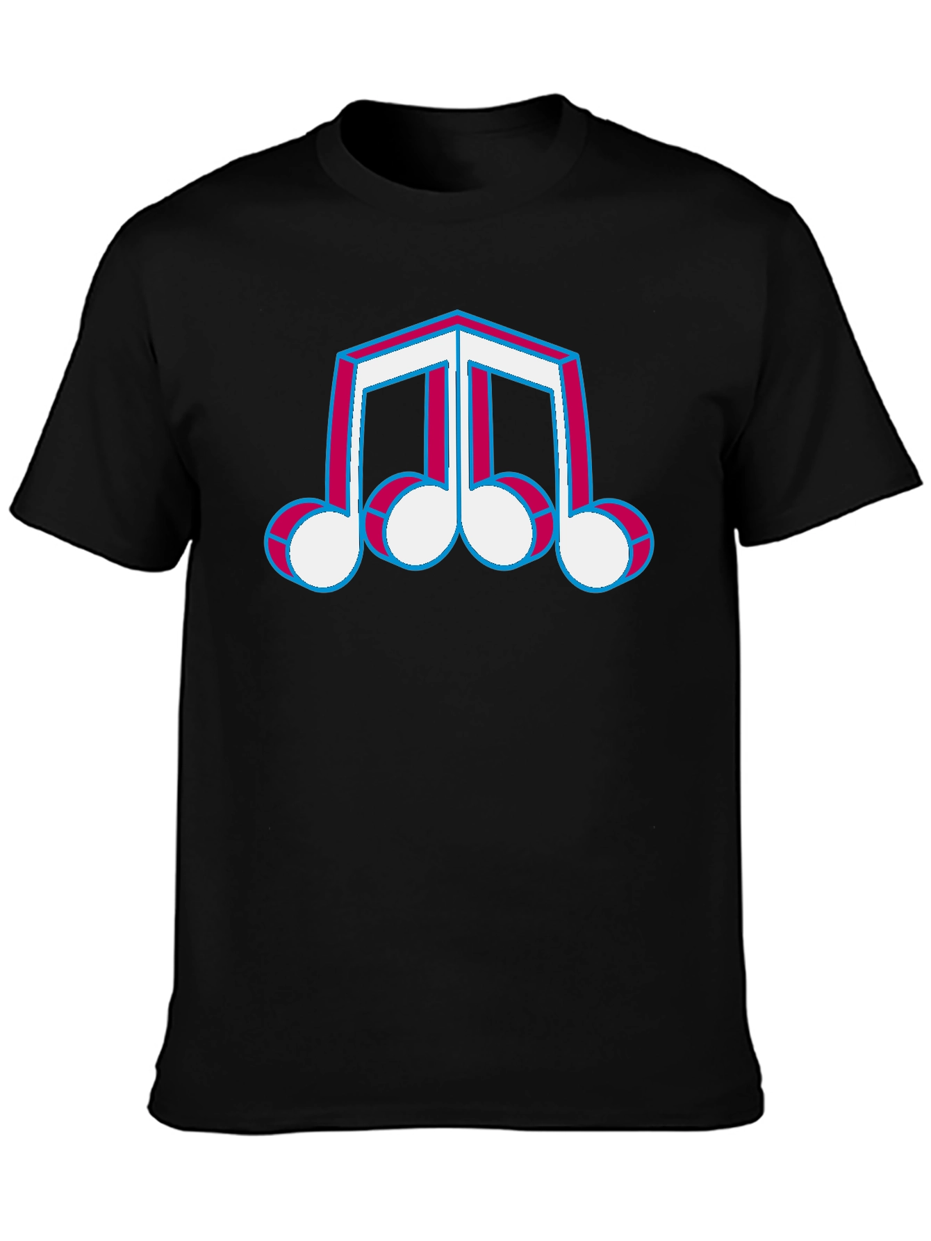 Retro Music Note T-Shirt - Black