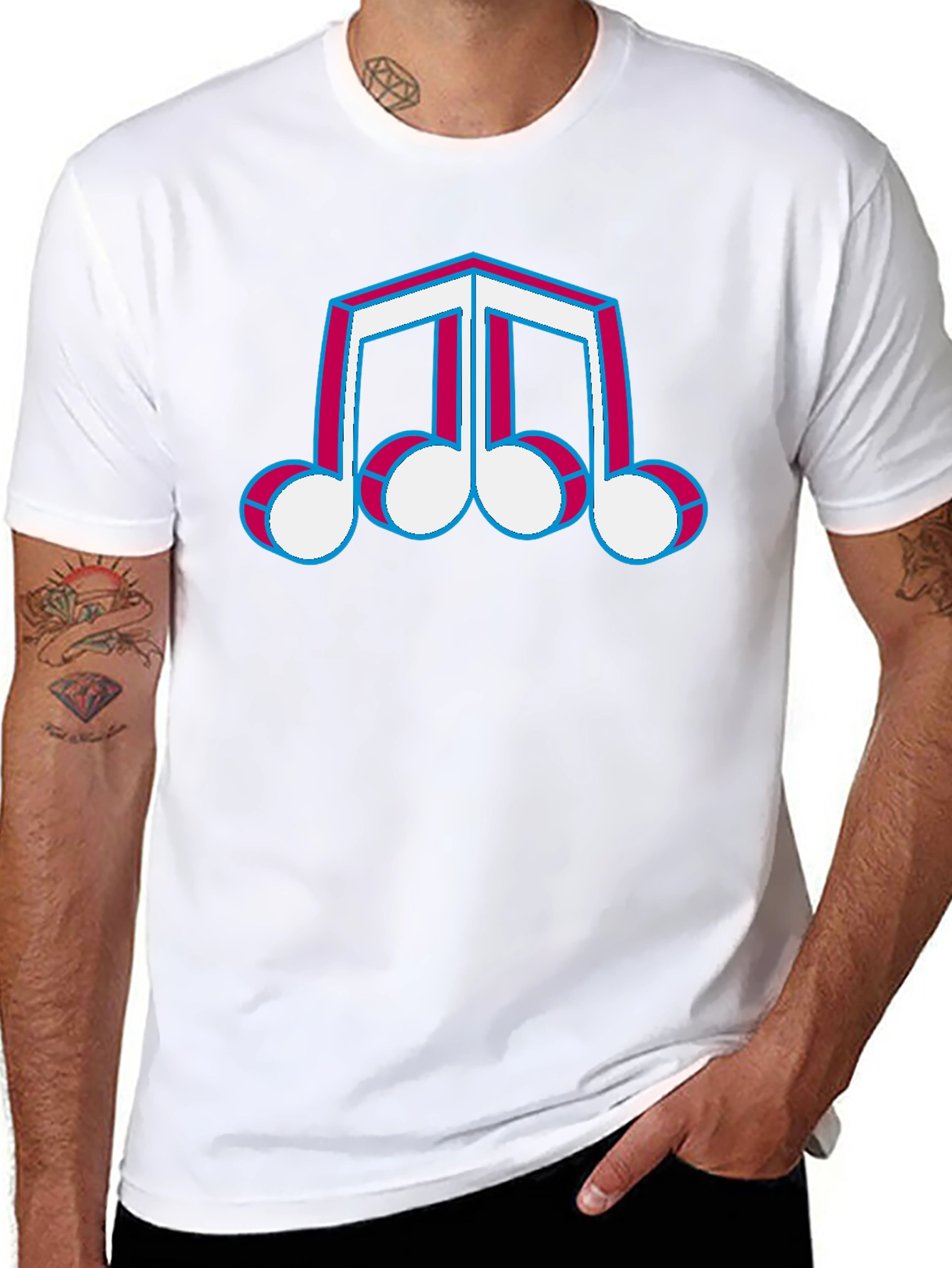 Retro Music Note T-Shirt - Black